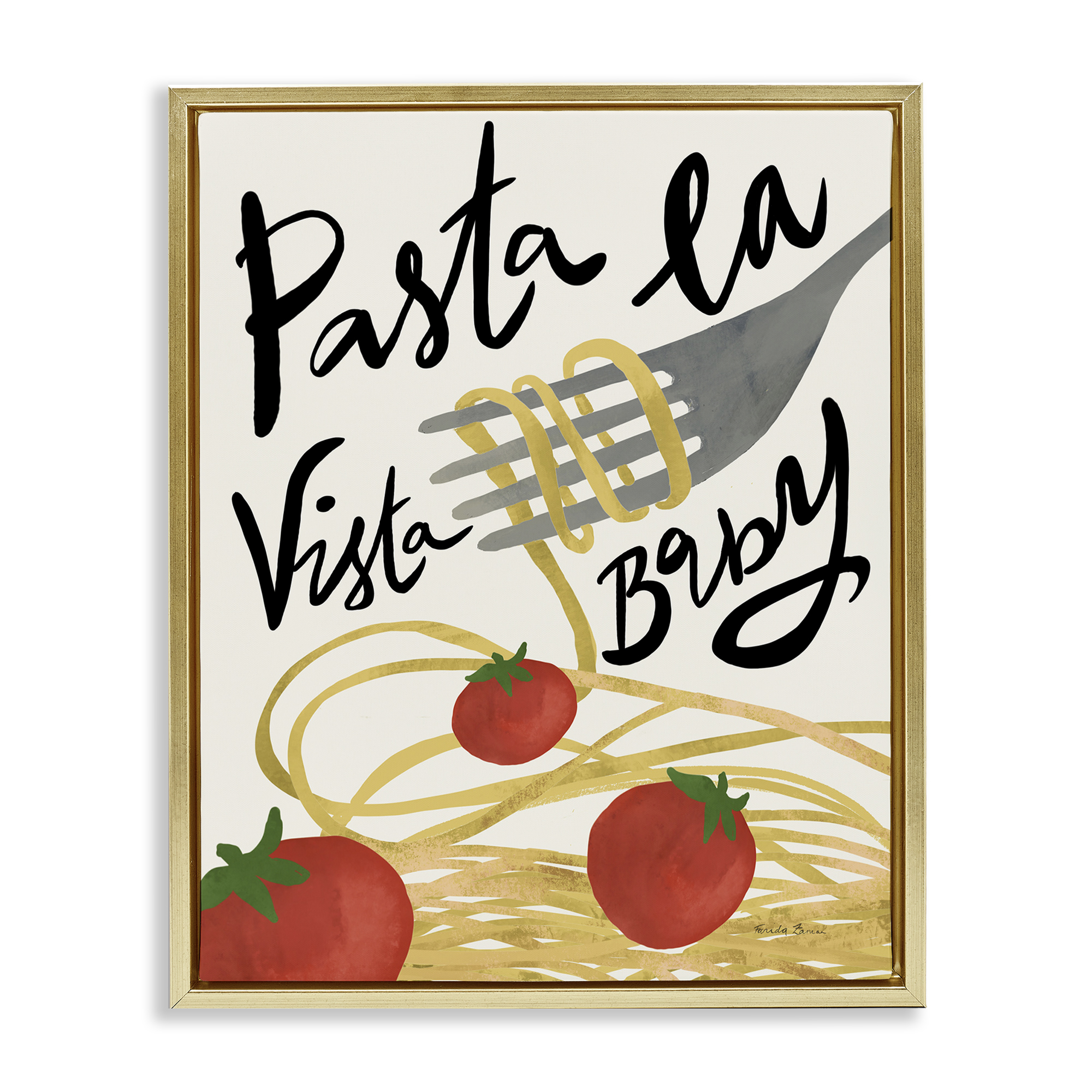 Stupell Industries Pasta La Vista Food & Beverage Painting Gold Floater Framed Art Print Wall Art, 17 x 21