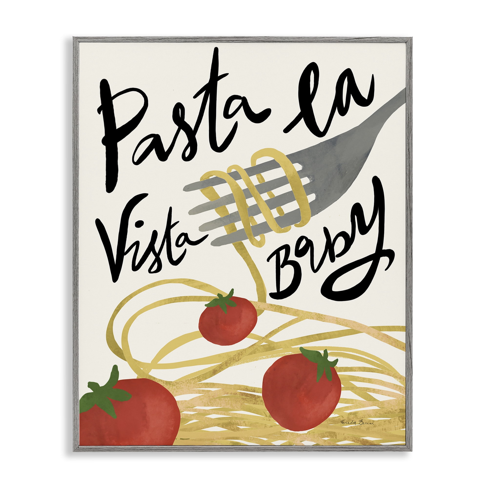 Stupell Industries Pasta La Vista Food & Beverage Painting Gray Framed Art Print Wall Art, 11 x 14