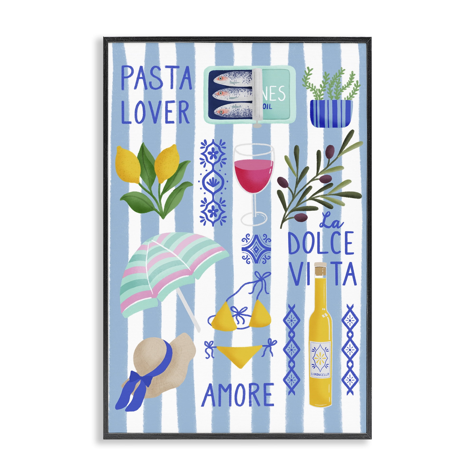 Stupell Industries Pasta Lover Mediterranean Black Framed Giclee Art, design by Metka Hiti