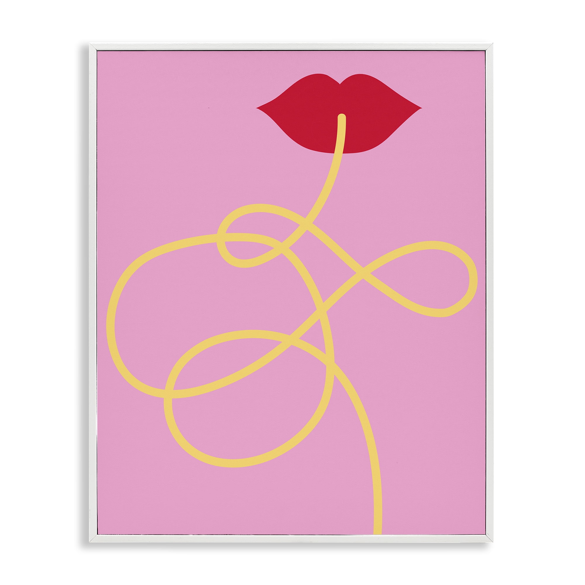 Stupell Industries Pasta Noodle & Lips Food & Beverage Painting White Framed Art Print Wall Art, 16 x 20