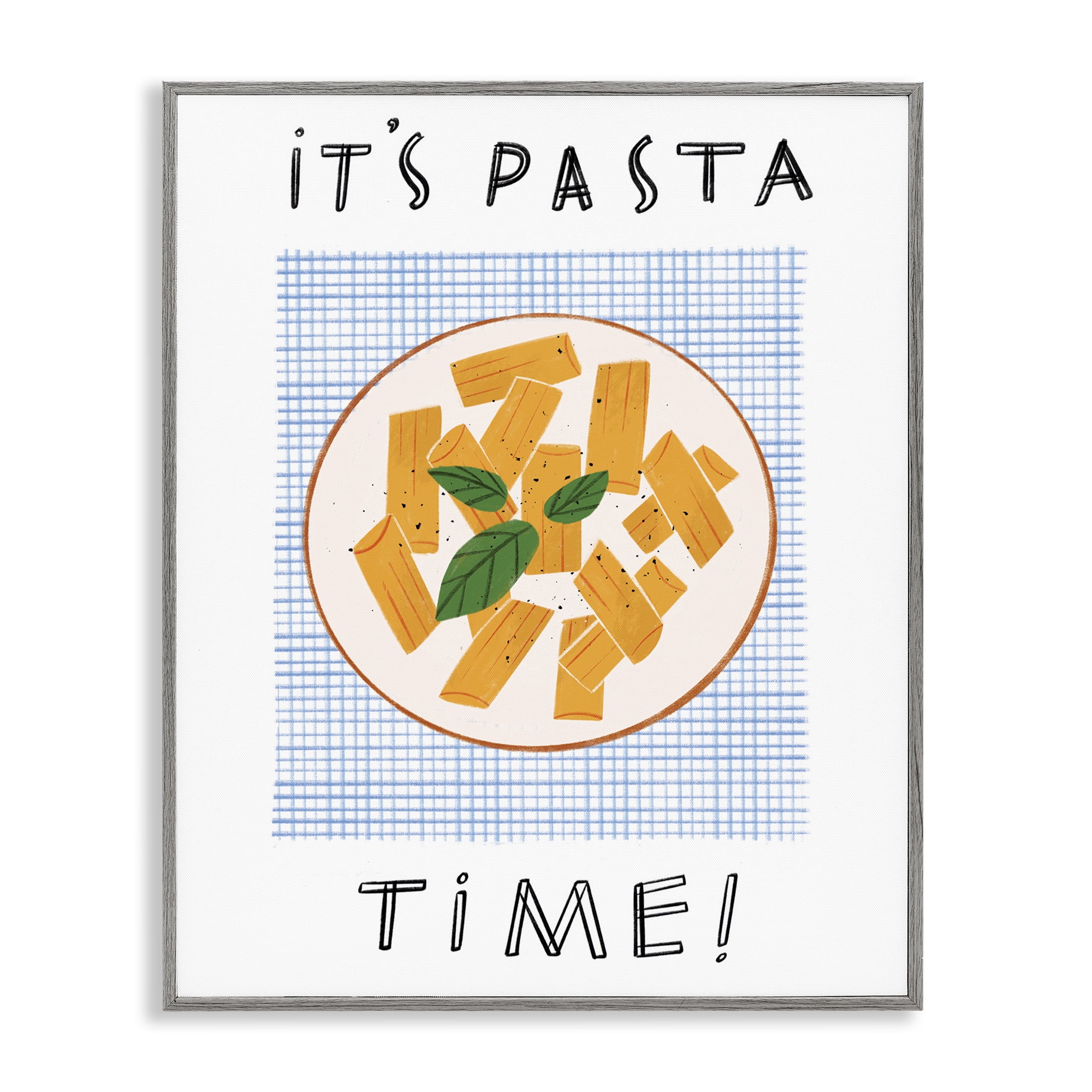 Stupell Industries Pasta Time Phrase Food & Beverage Painting Gray Framed Art Print Wall Art, 16 x 20