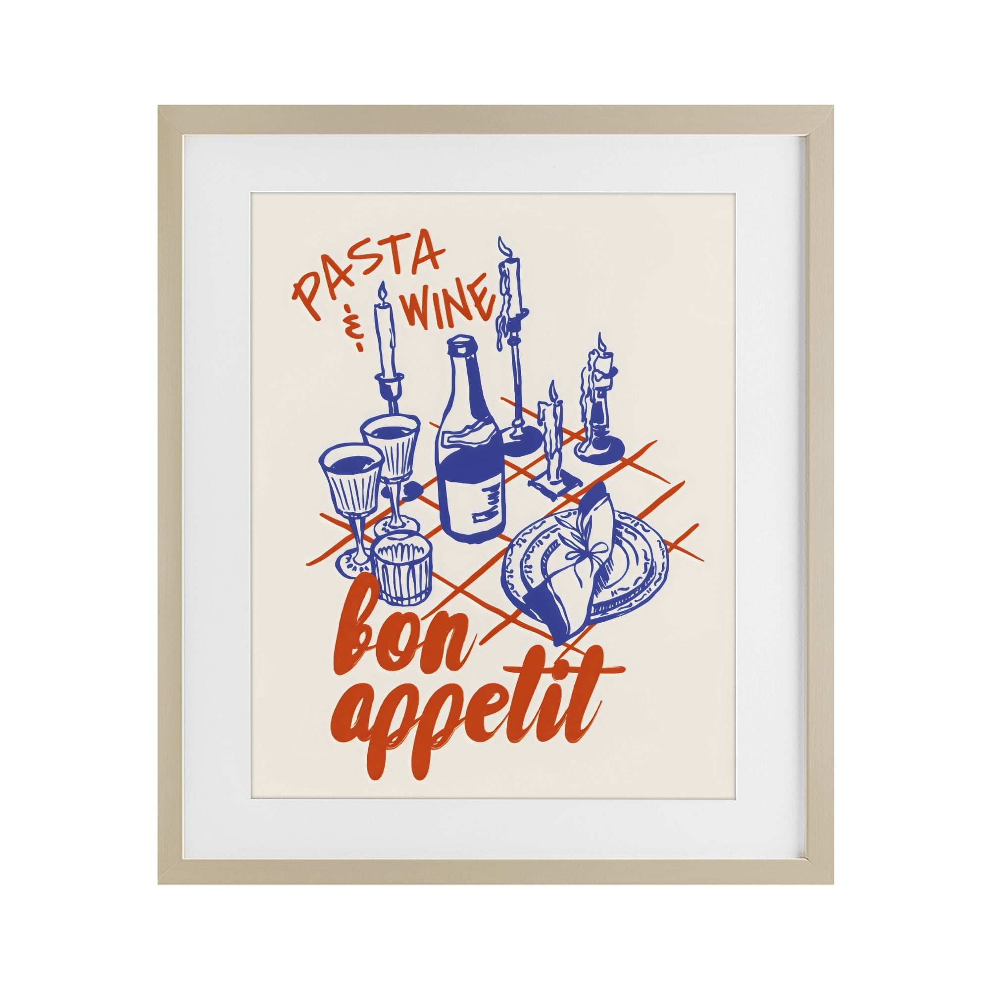 Stupell Industries Pasta & Wine Bon Appetit Birch Framed Print Under Glass, design by The Prints Vibe