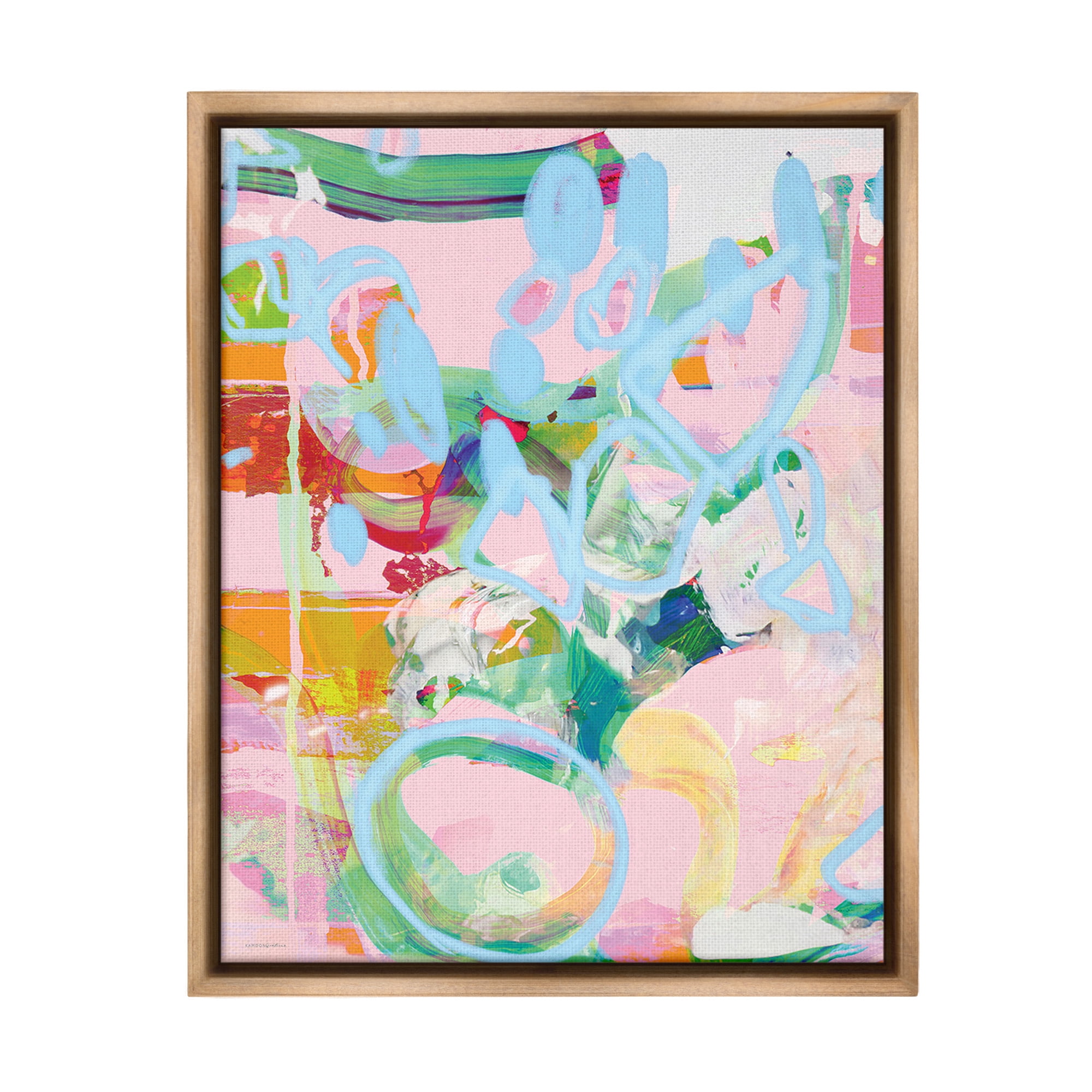 Stupell Industries Pastel Abstract Expression Abstract Painting Brown Floater Framed Canvas Art Print Wall Art, 25 x 31