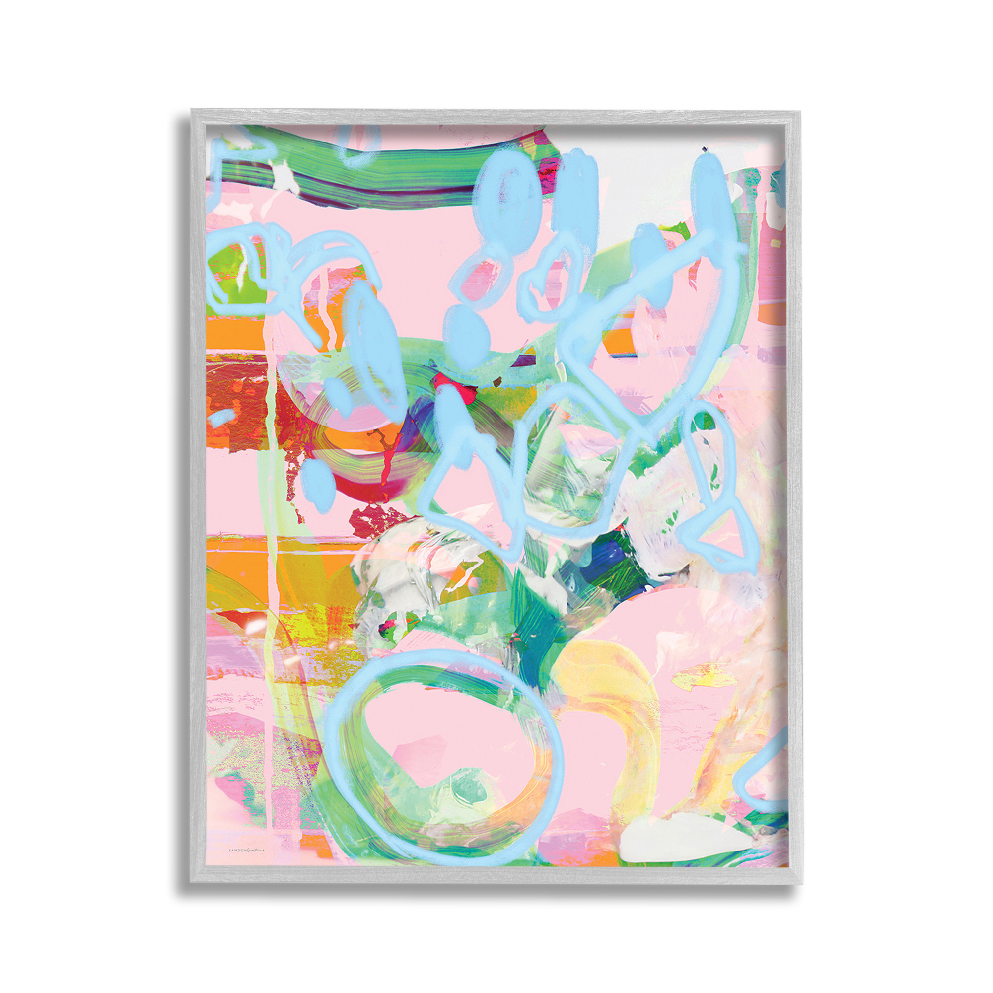 Stupell Industries Pastel Abstract Expression Abstract Painting Gray Framed Art Print Wall Art, 11 x 14