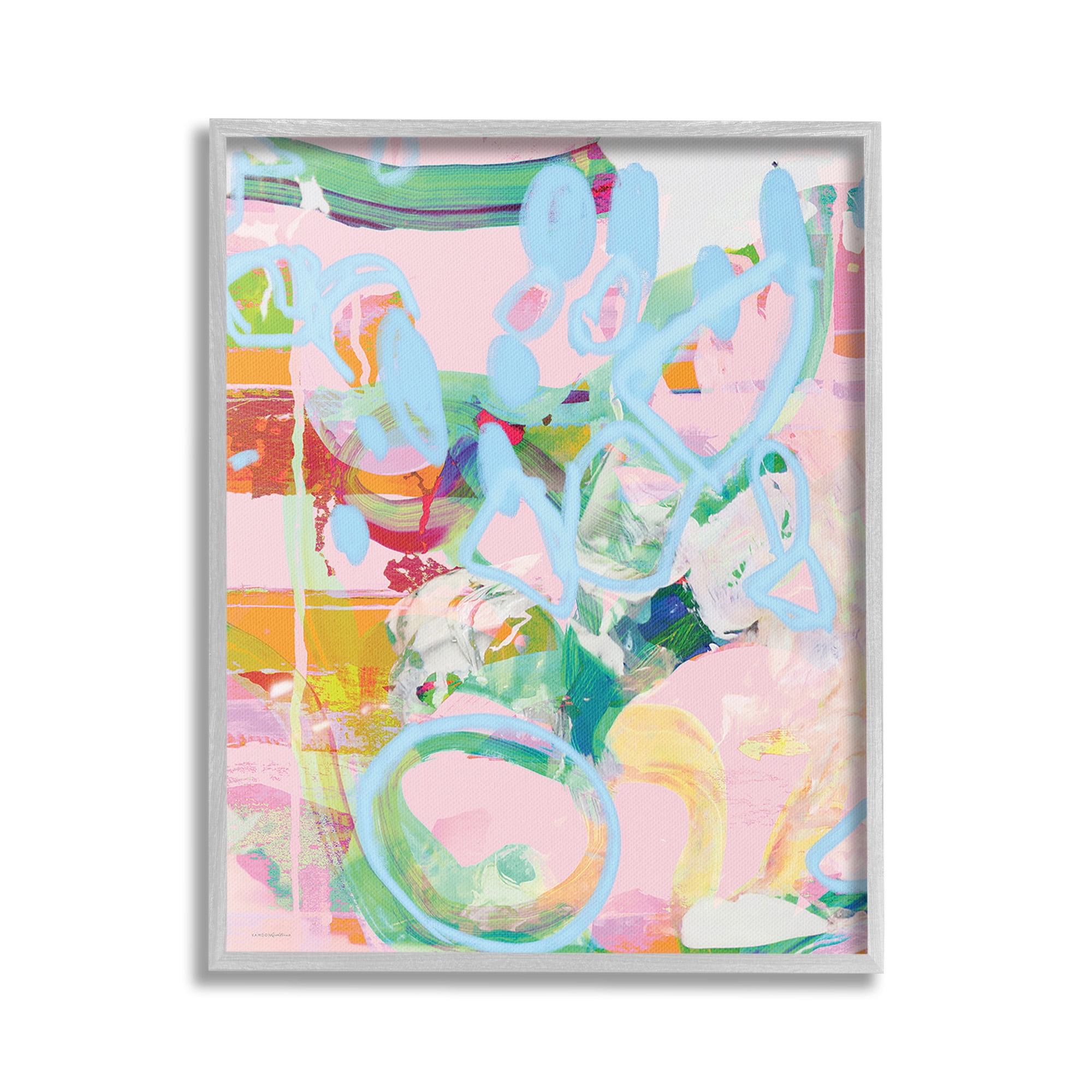 Stupell Industries Pastel Abstract Expression Abstract Painting Gray Framed Art Print Wall Art, 16 x 20