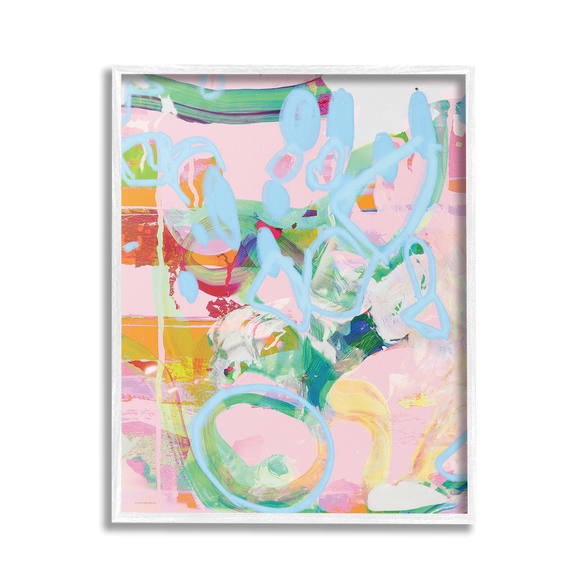 Stupell Industries Pastel Abstract Expression Abstract Painting White Framed Art Print Wall Art, 24 x 30