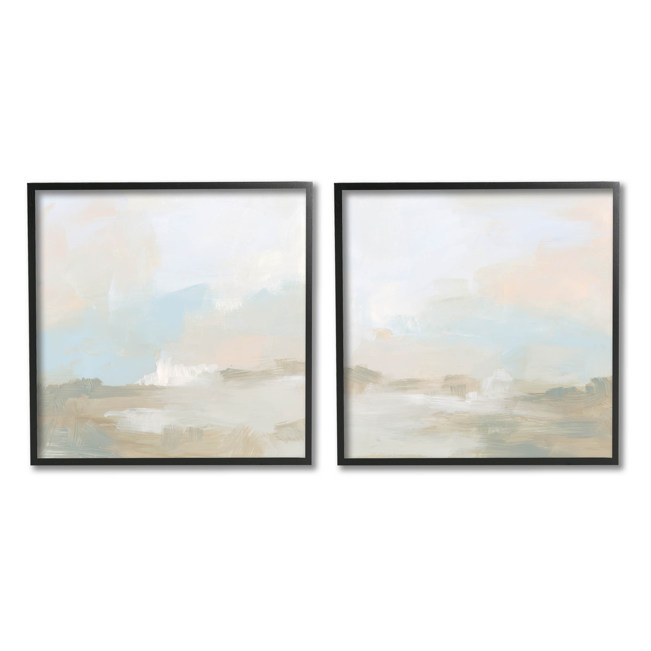 Stupell Industries Pastel Abstract Landscape Painting Black Framed Art Print Wall Art, Set of 2, Design by June Erica Vess