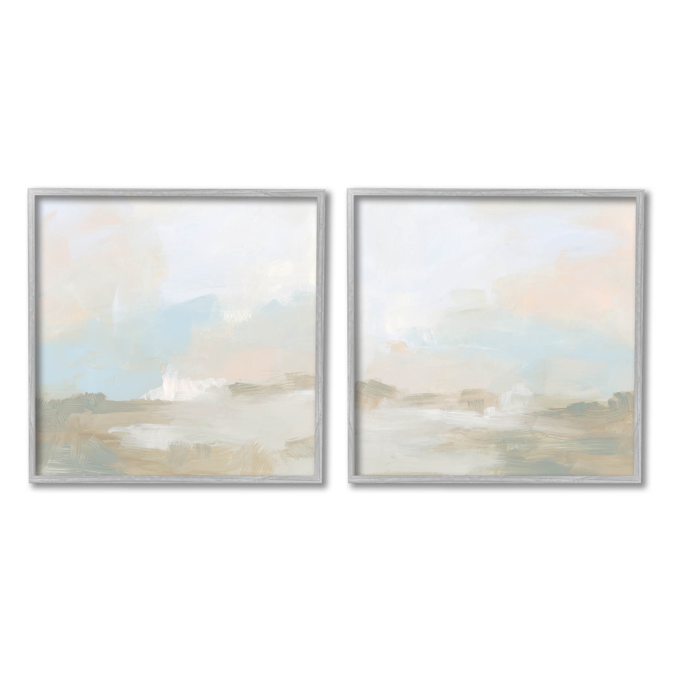 Stupell Industries Pastel Abstract Landscape Painting Gray Framed Art Print Wall Art, Set of 2, Design by June Erica Vess