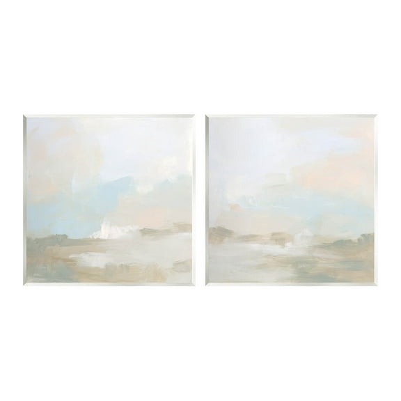 Stupell Industries Pastel Abstract Landscape Painting Unframed Art Print Wall Art, Set of 2, Design by June Erica Vess