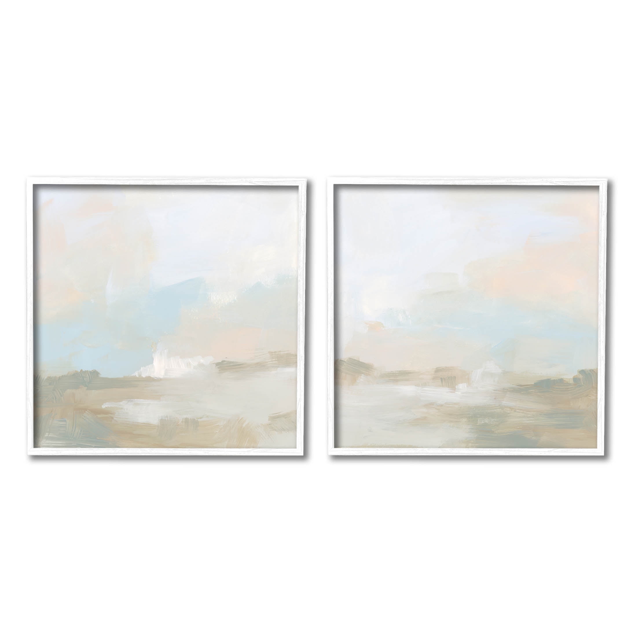 Stupell Industries Pastel Abstract Landscape Painting White Framed Art Print Wall Art, Set of 2, Design by June Erica Vess