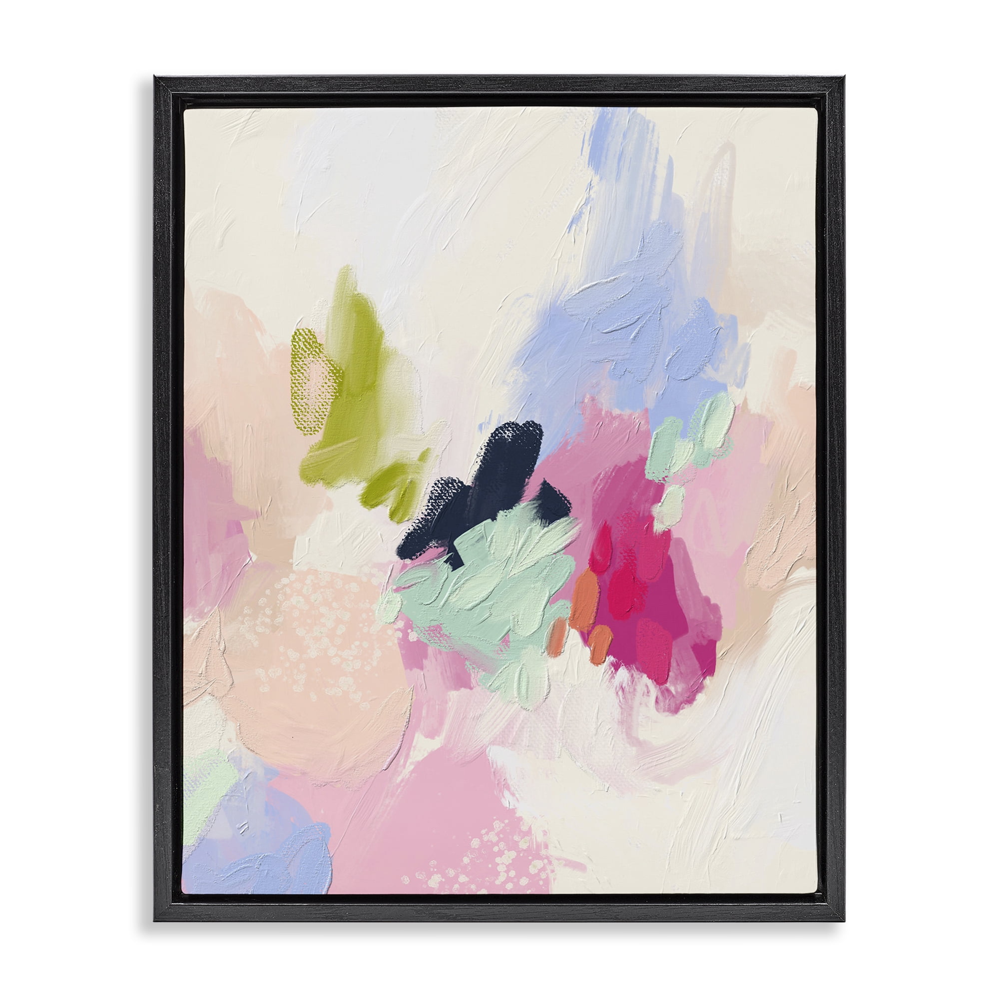 Stupell Industries Pastel Abstract Paint Strokes Abstract Painting Black Floater Framed Canvas Art Print Wall Art, 25 x 31