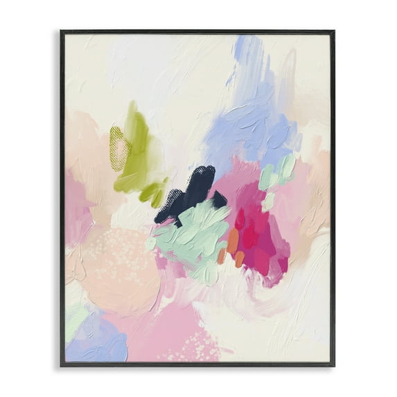 Stupell Industries Pastel Abstract Paint Strokes Abstract Painting Black Framed Art Print Wall Art, 24 x 30