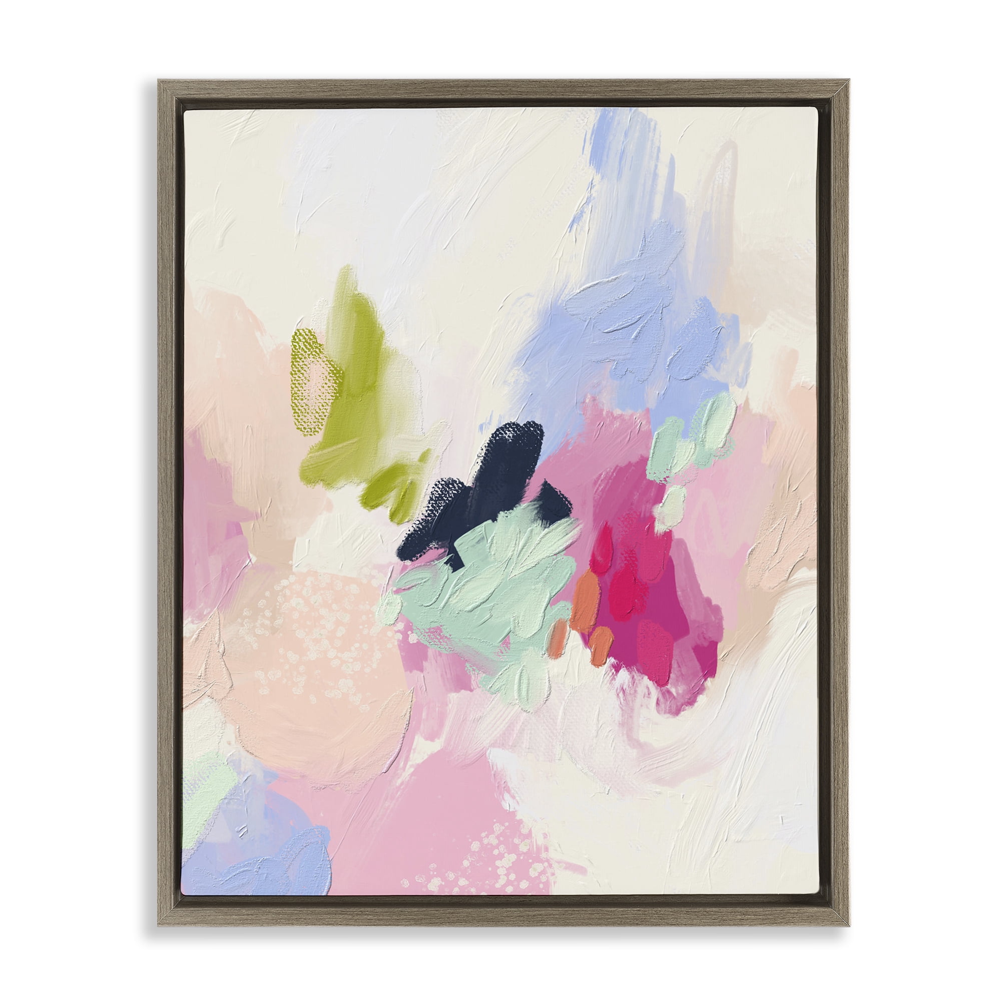 Stupell Industries Pastel Abstract Paint Strokes Abstract Painting Brown Floater Framed Canvas Art Print Wall Art, 25 x 31