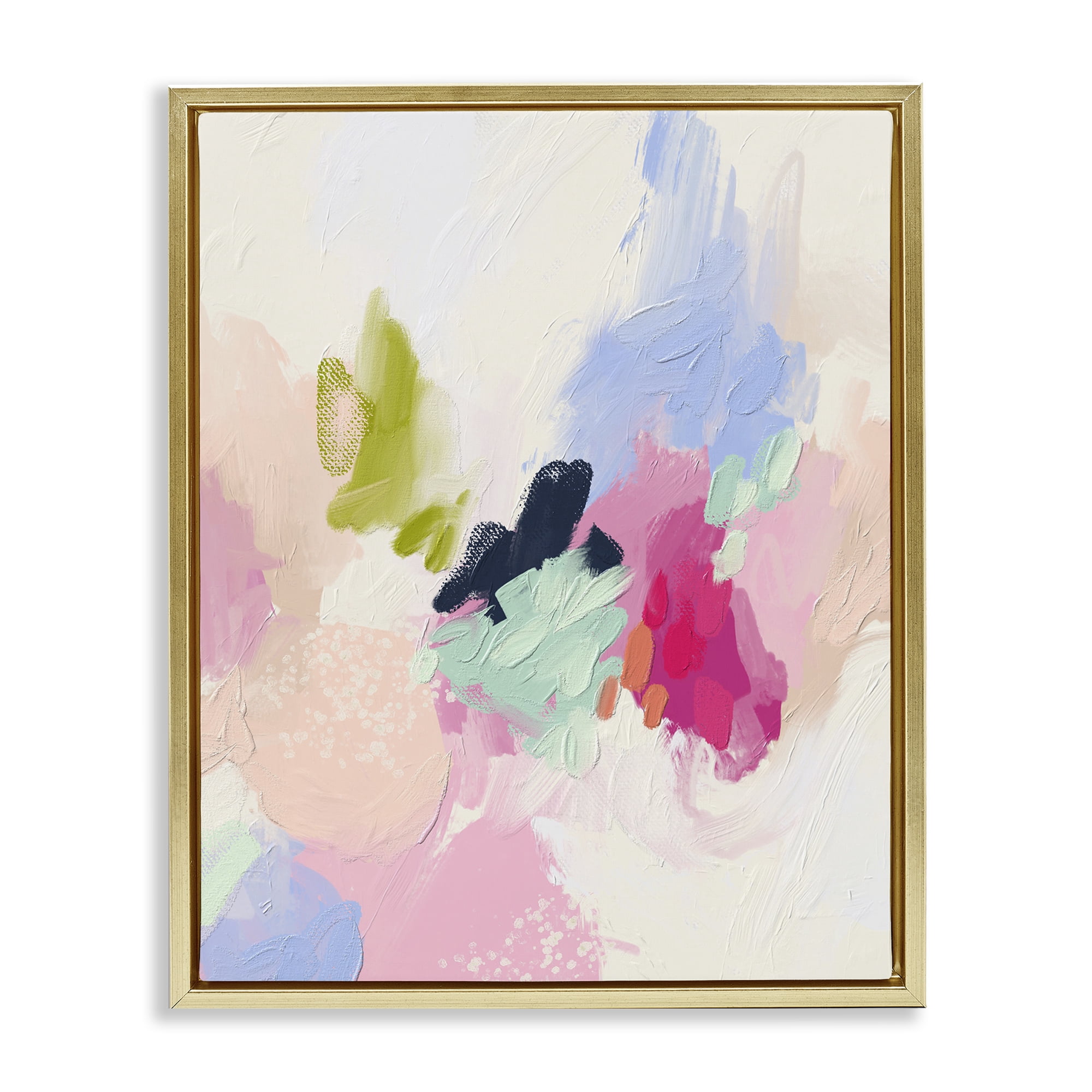 Stupell Industries Pastel Abstract Paint Strokes Abstract Painting Gold Floater Framed Canvas Art Print Wall Art, 25 x 31