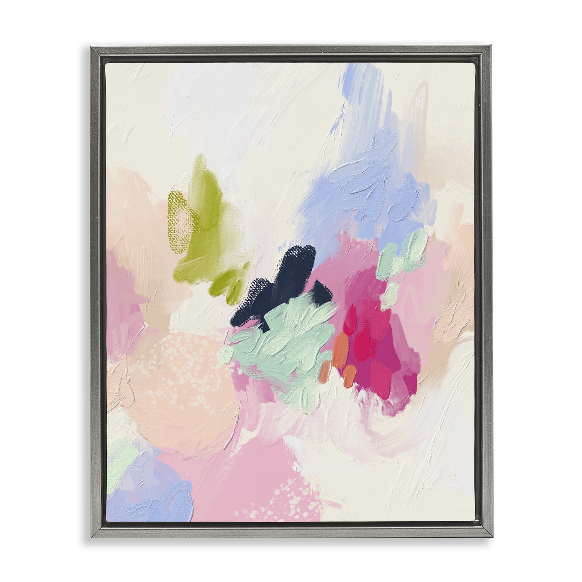 Stupell Industries Pastel Abstract Paint Strokes Abstract Painting Gray Floater Framed Canvas Art Print Wall Art, 25 x 31
