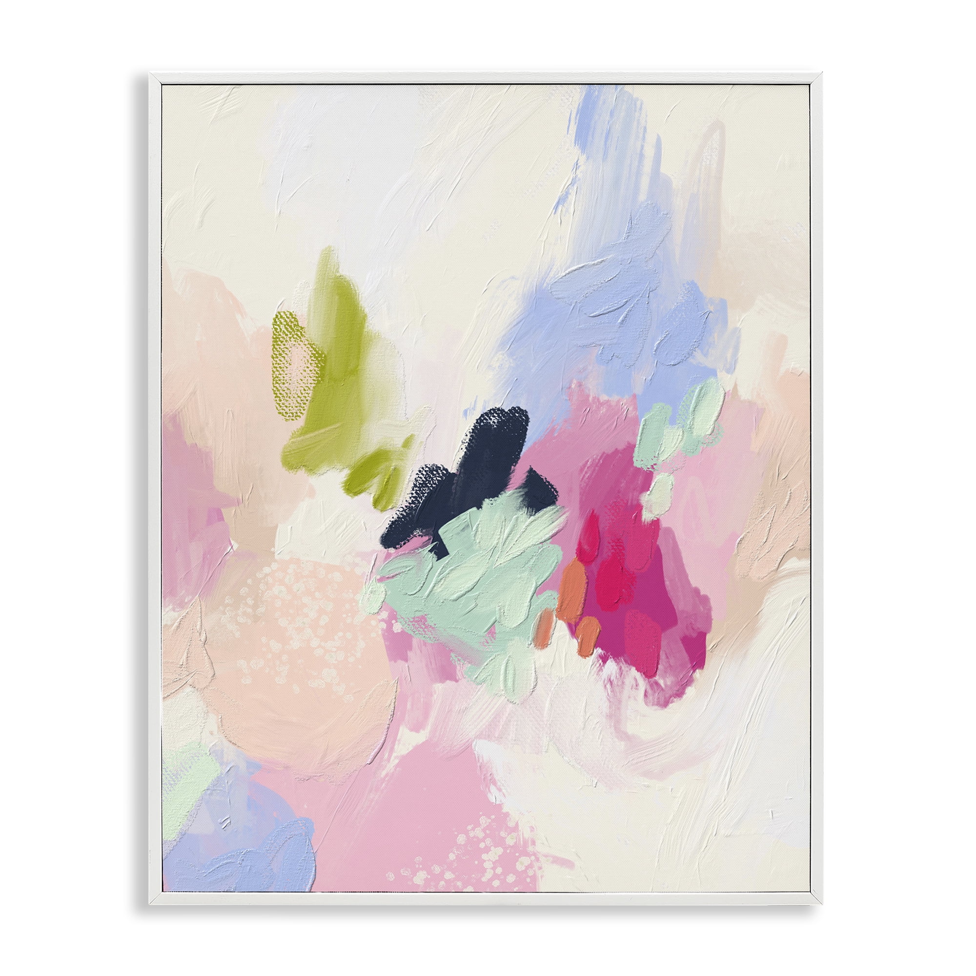 Stupell Industries Pastel Abstract Paint Strokes Abstract Painting White Framed Art Print Wall Art, 24 x 30