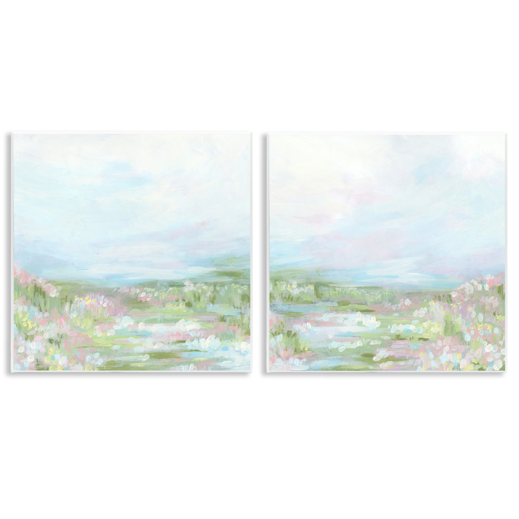 Stupell Industries Pastel Abstract Spring Field Landscape & Nature Painting Unframed Art Print Wall Art, 12 x 12, Set of 2