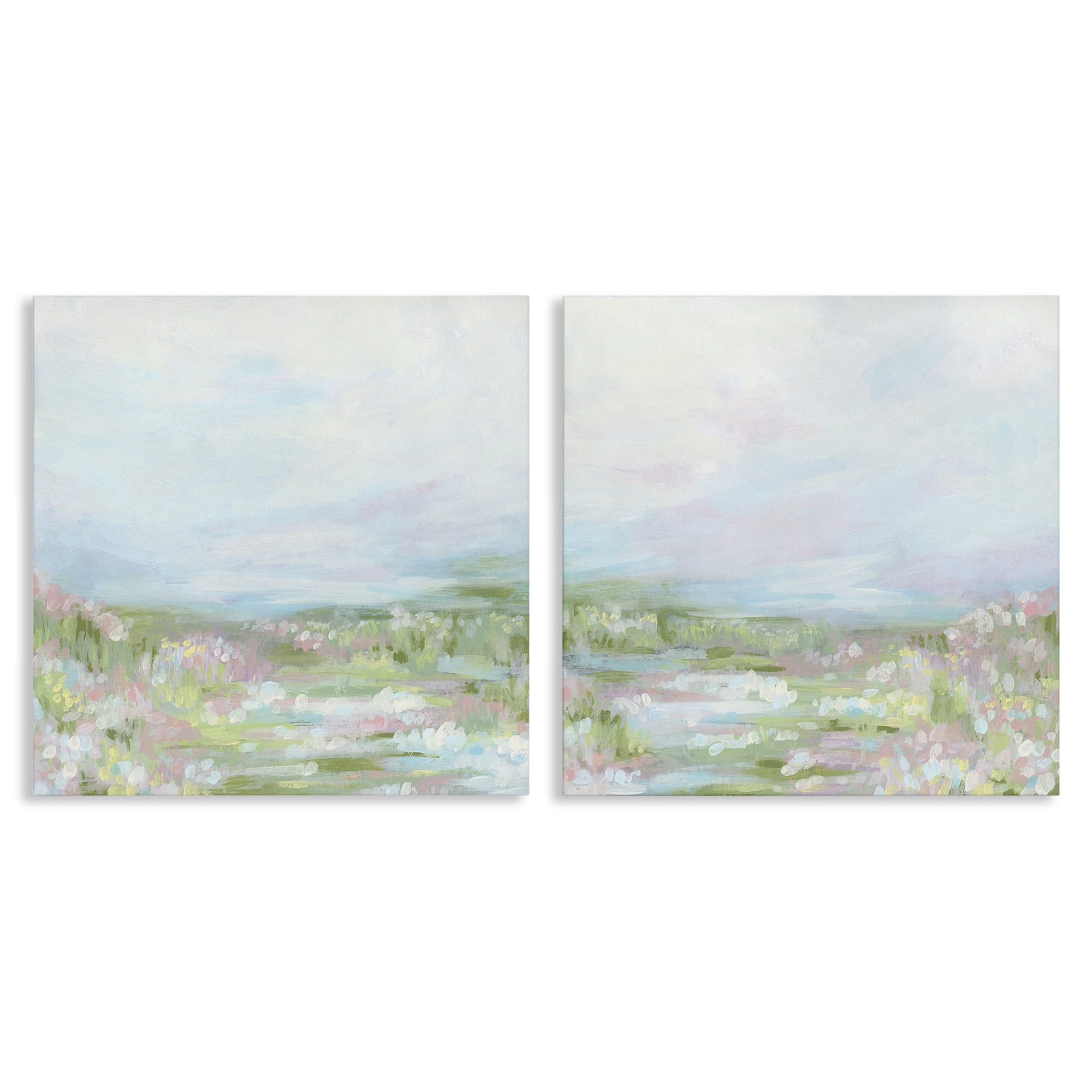 Stupell Industries Pastel Abstract Spring Field Landscape & Nature Painting Wrapped Canvas Art Print Wall Art, 17 x 17, Set of 2