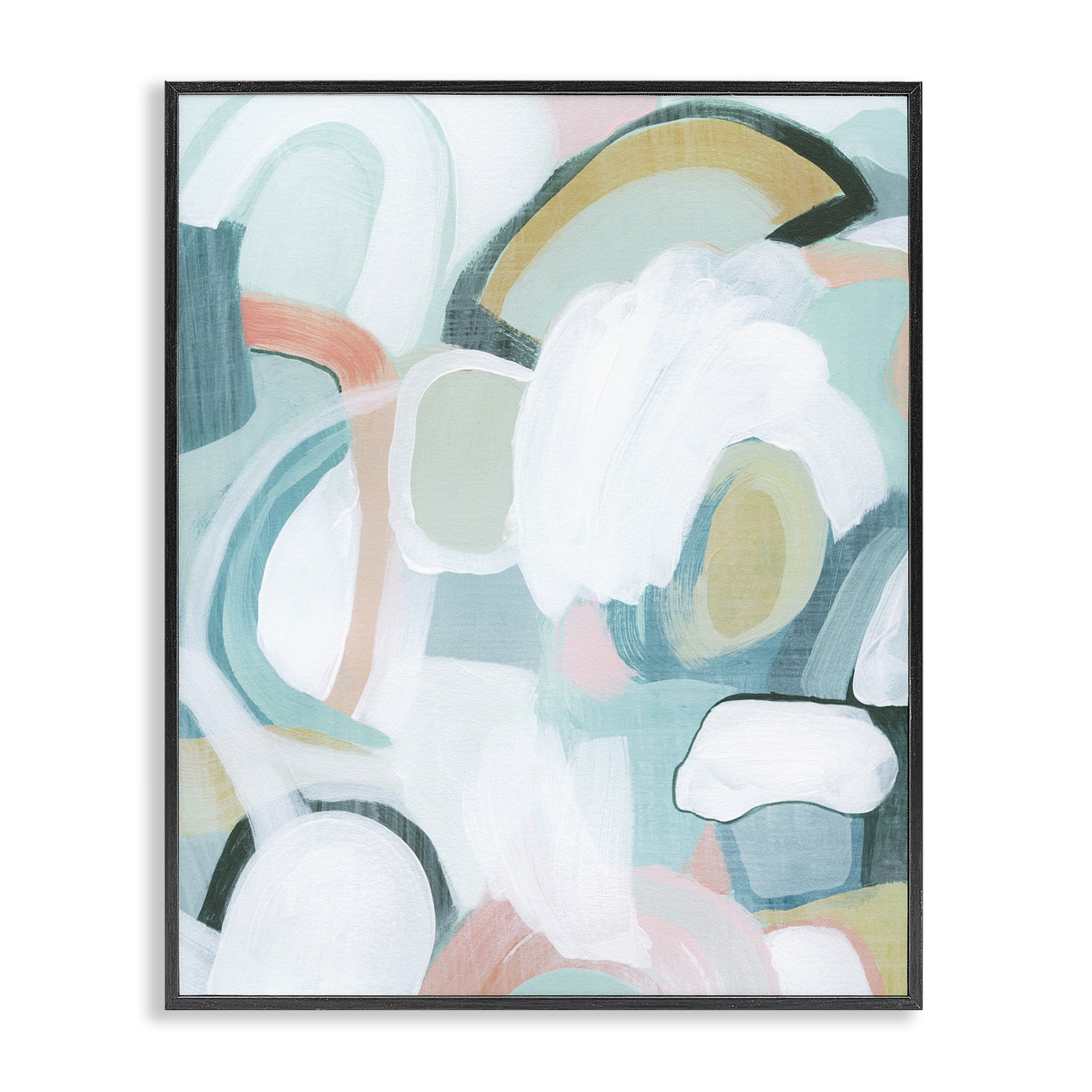 Stupell Industries Pastel Arched Forms Abstract Painting Black Framed Art Print Wall Art, 16 x 20