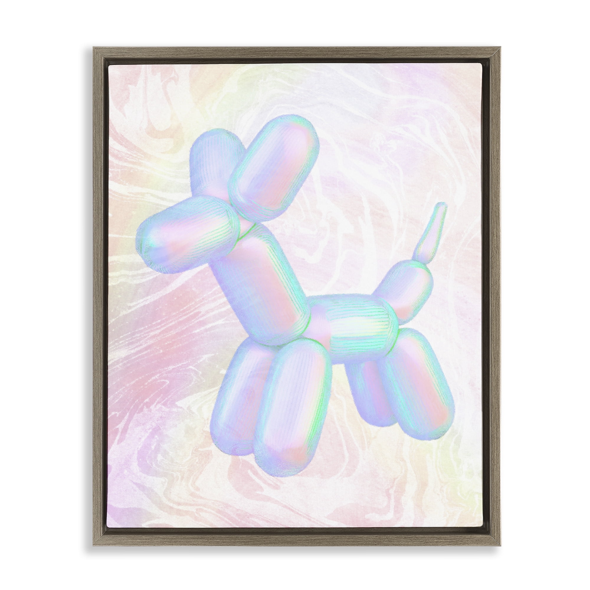 Stupell Industries Pastel Balloon Animal Abstract Painting Brown Floater Framed Canvas Art Print Wall Art, 17 x 21
