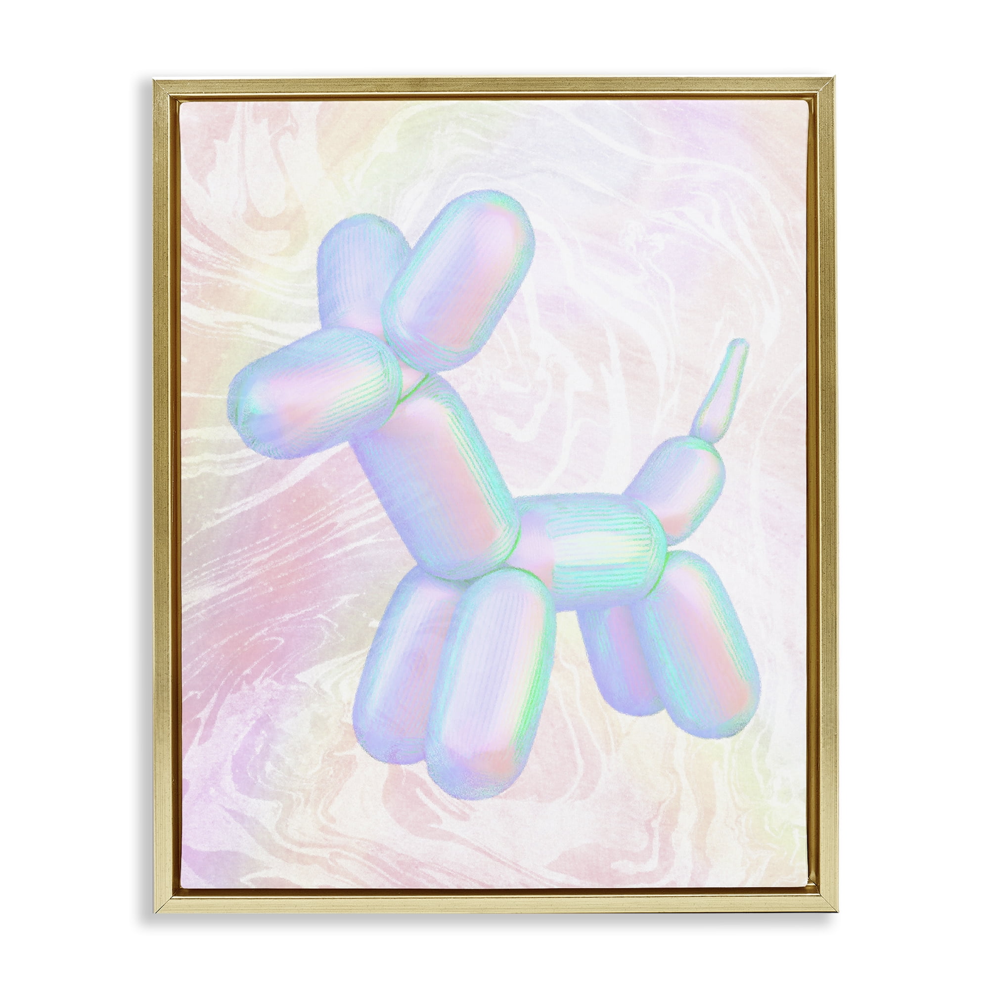 Stupell Industries Pastel Balloon Animal Abstract Painting Gold Floater Framed Canvas Art Print Wall Art, 25 x 31