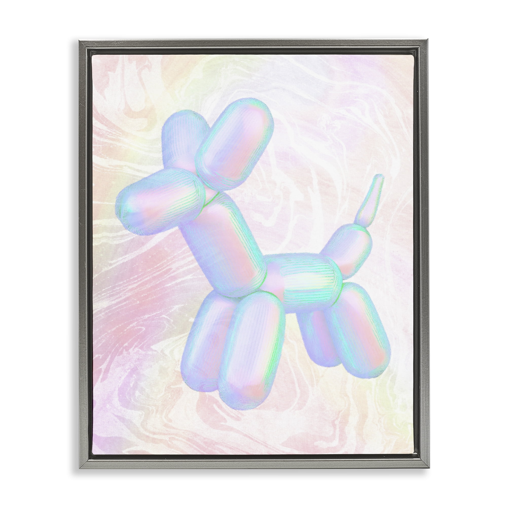 Stupell Industries Pastel Balloon Animal Abstract Painting Gray Floater Framed Canvas Art Print Wall Art, 17 x 21