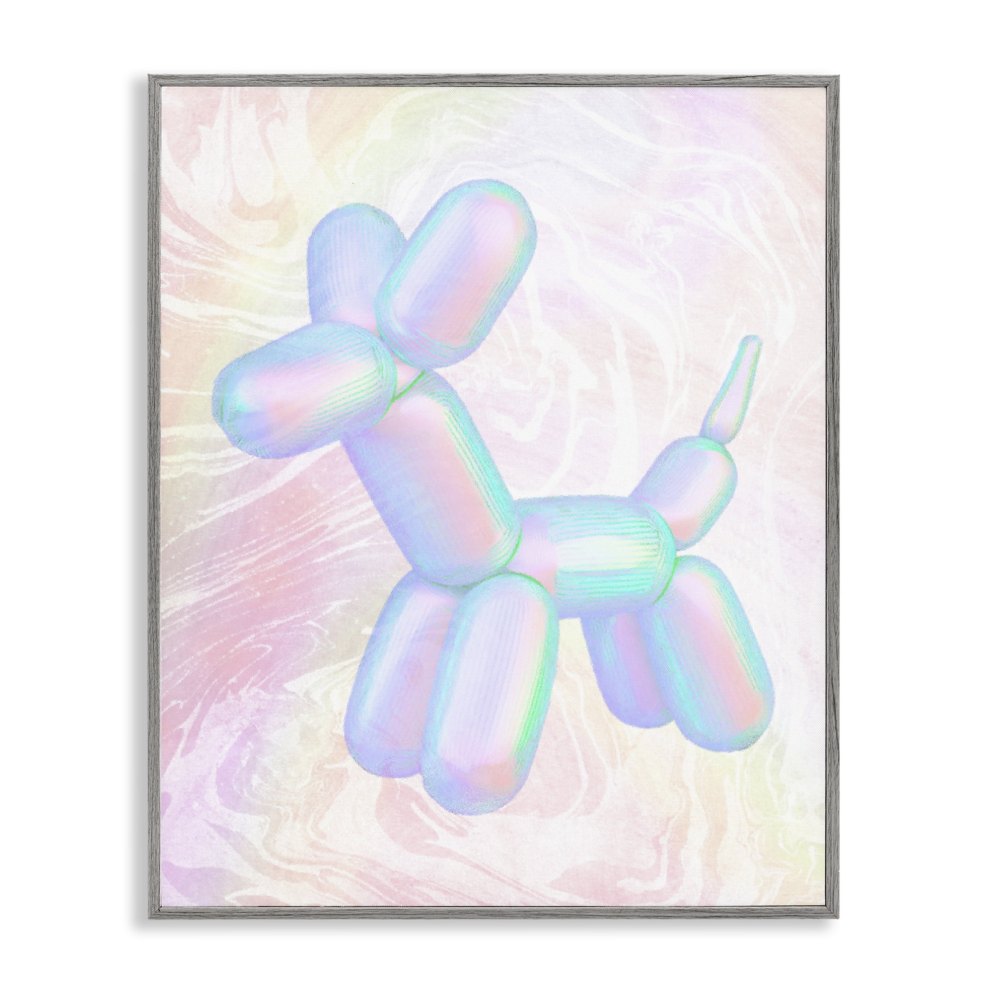 Stupell Industries Pastel Balloon Animal Abstract Painting Gray Framed Art Print Wall Art, 16 x 20