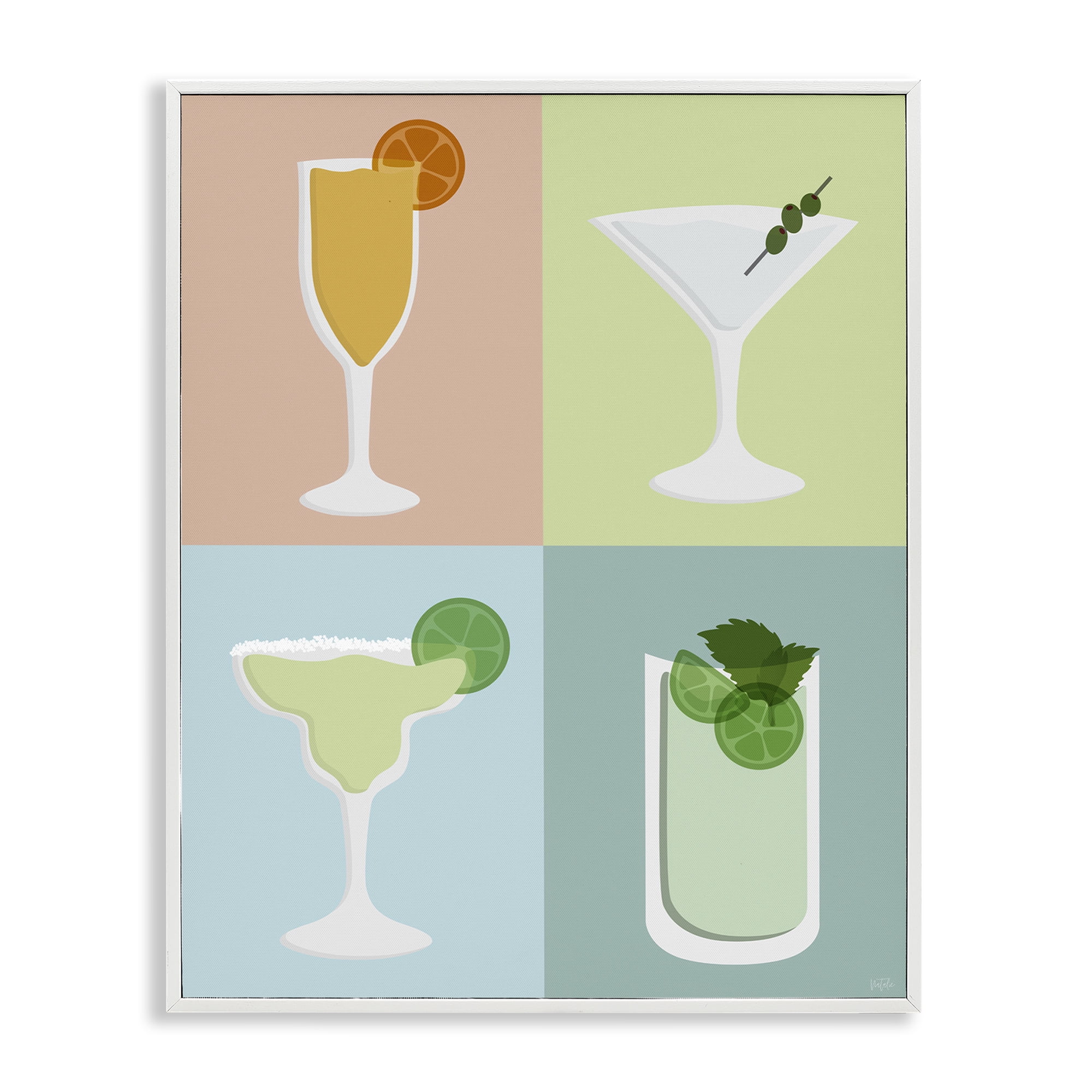 Stupell Industries Pastel Bar Cocktails Food & Beverage Painting White Framed Art Print Wall Art, 16 x 20