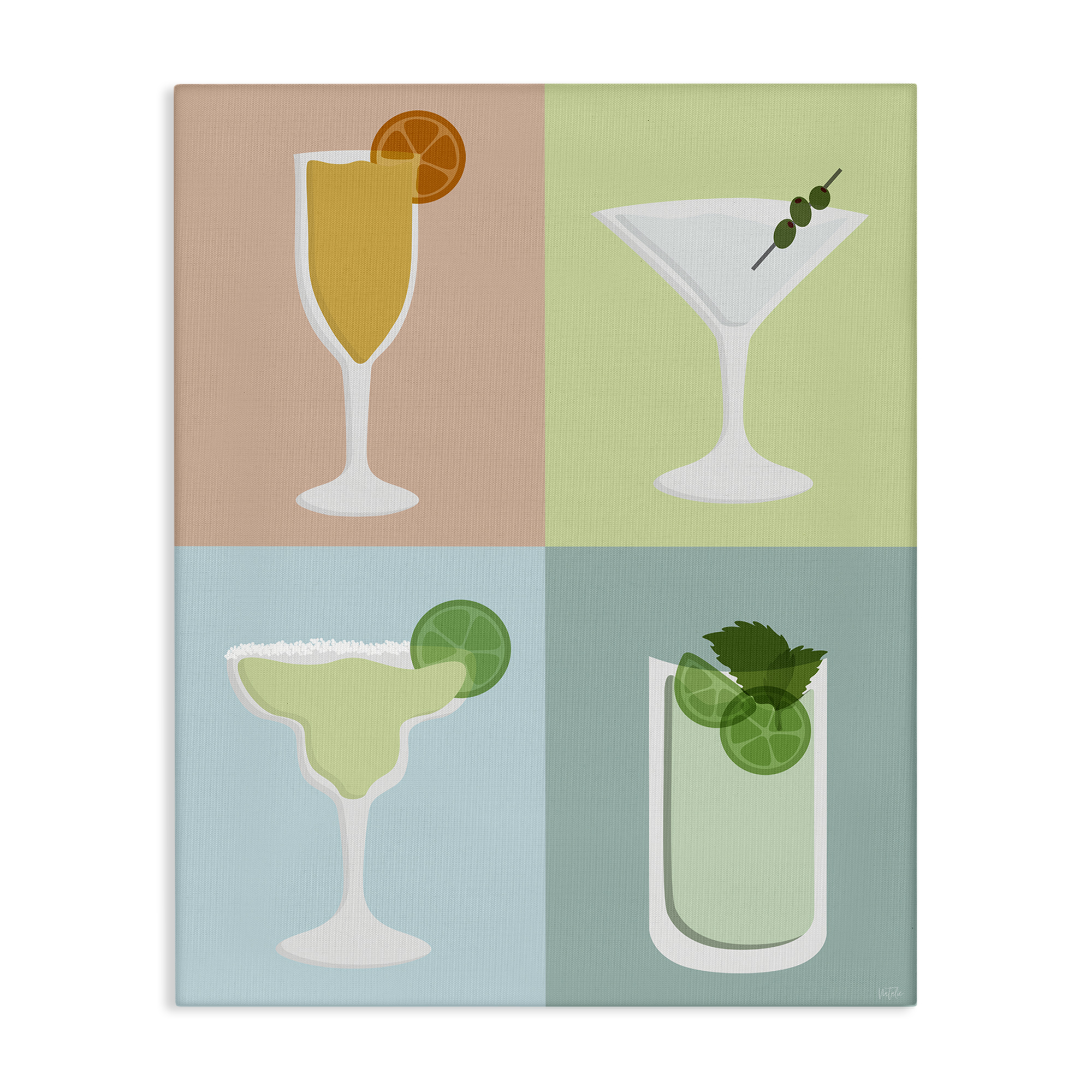 Stupell Industries Pastel Bar Cocktails Food & Beverage Painting Wrapped Canvas Art Print Wall Art, 16 x 20