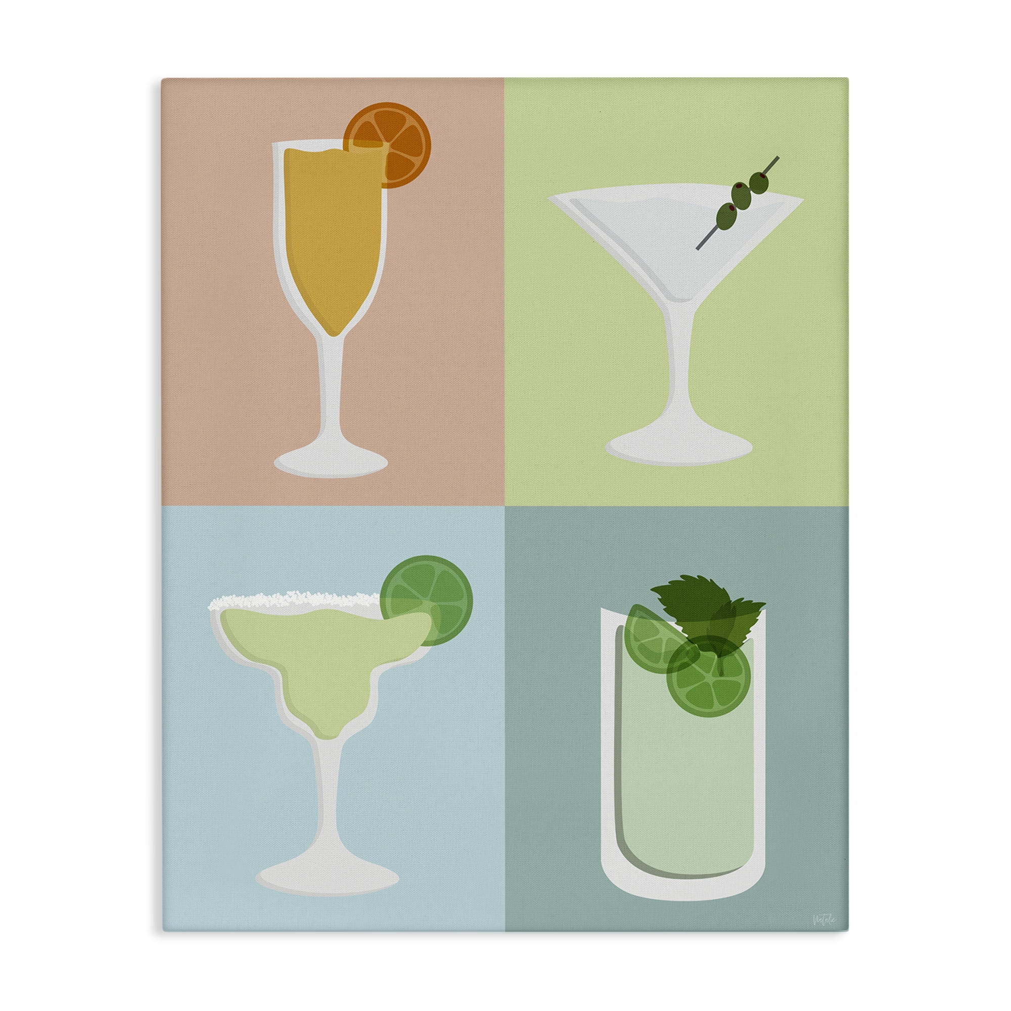 Stupell Industries Pastel Bar Cocktails Food & Beverage Painting Wrapped Canvas Art Print Wall Art, 24 x 30
