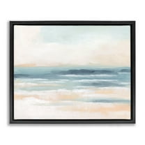 Stupell Industries Pastel Beach Coast Landscape Painting Black Floater Framed Canvas Art Print Wall Art, 21 x 17