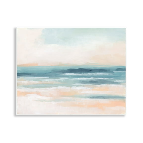 Stupell Industries Pastel Beach Coast Landscape Painting Unframed Art Print Wall Art, 14 x 11