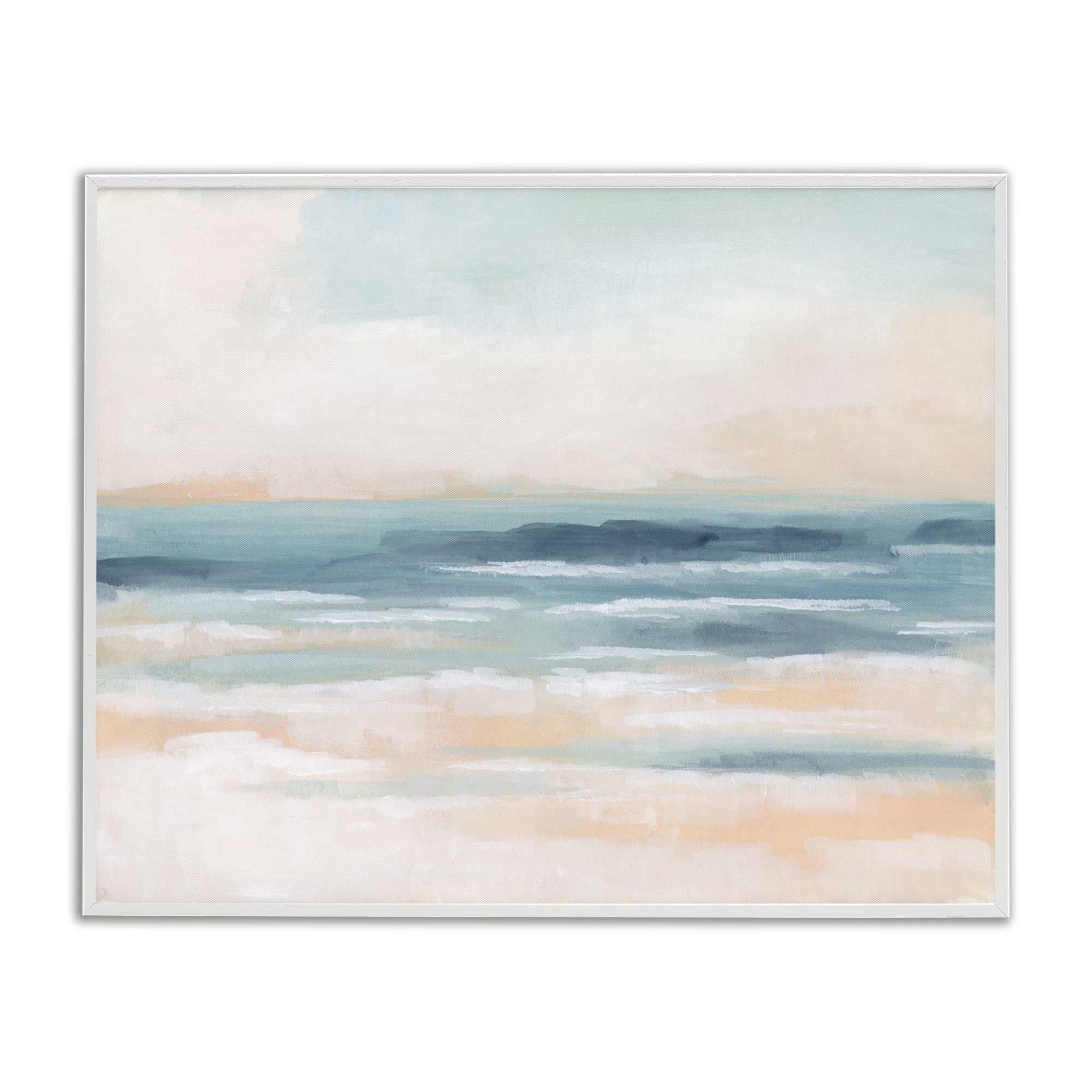 Stupell Industries Pastel Beach Coast Landscape Painting White Framed Art Print Wall Art, 14 x 11