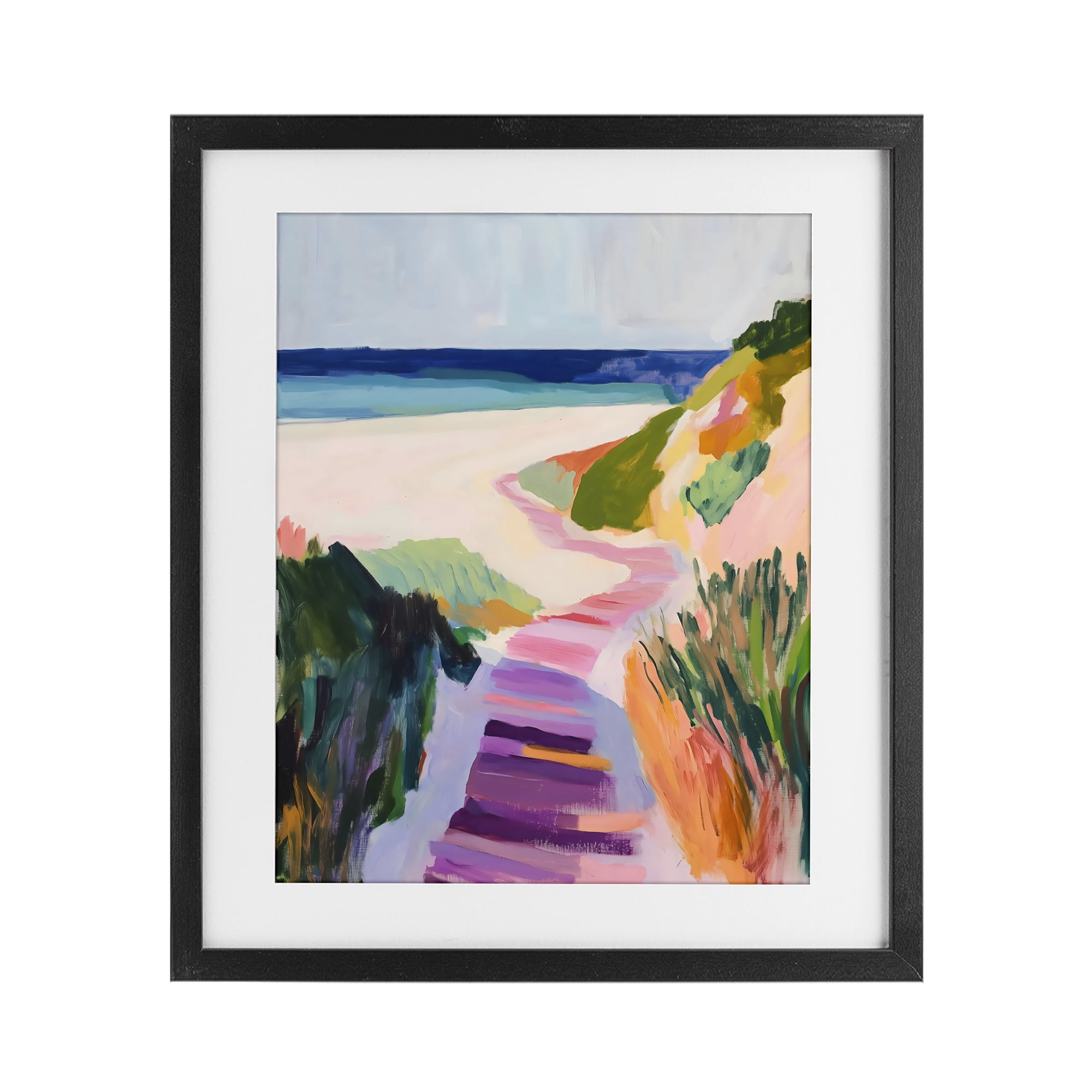 Stupell Industries Pastel Beach Pathway to Shore Black Framed Print Under Glass, design by The Prints Vibe