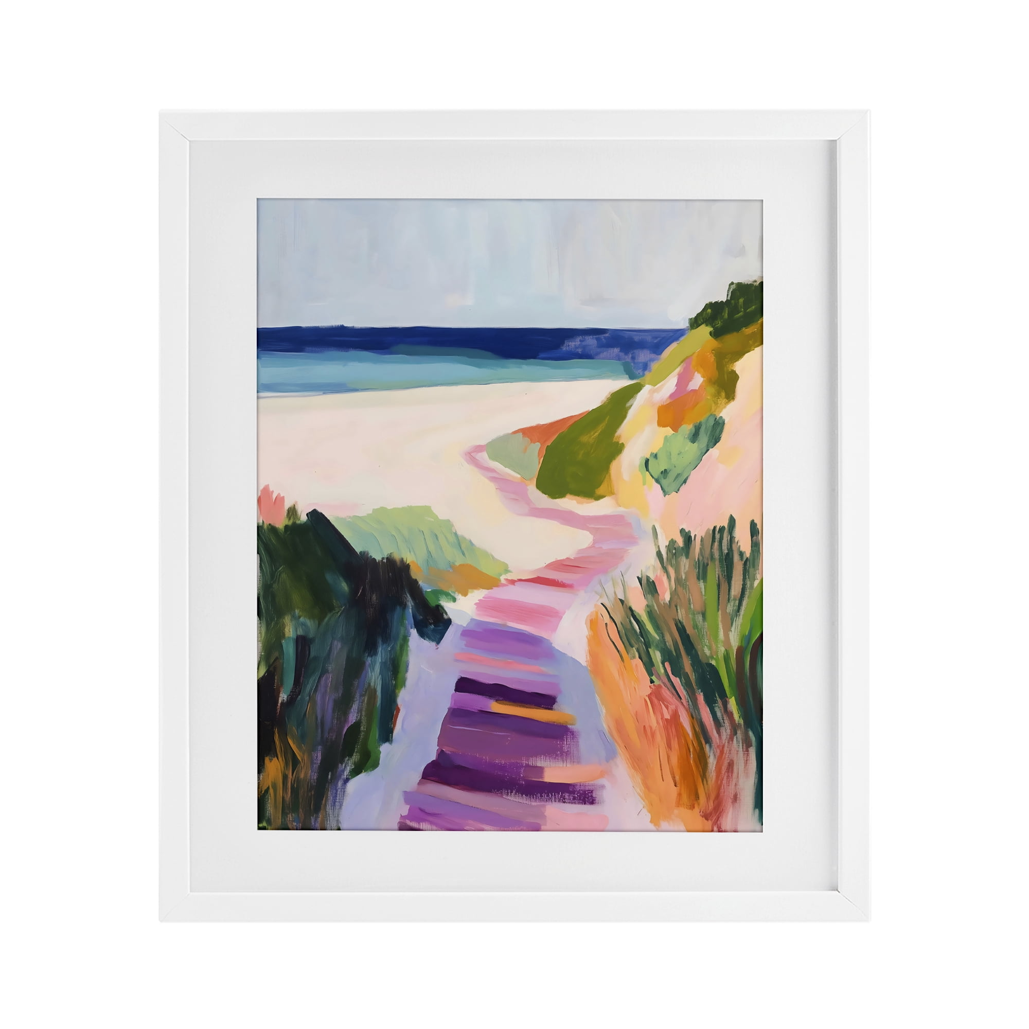 Stupell Industries Pastel Beach Pathway to Shore White Framed Print Under Glass, design by The Prints Vibe