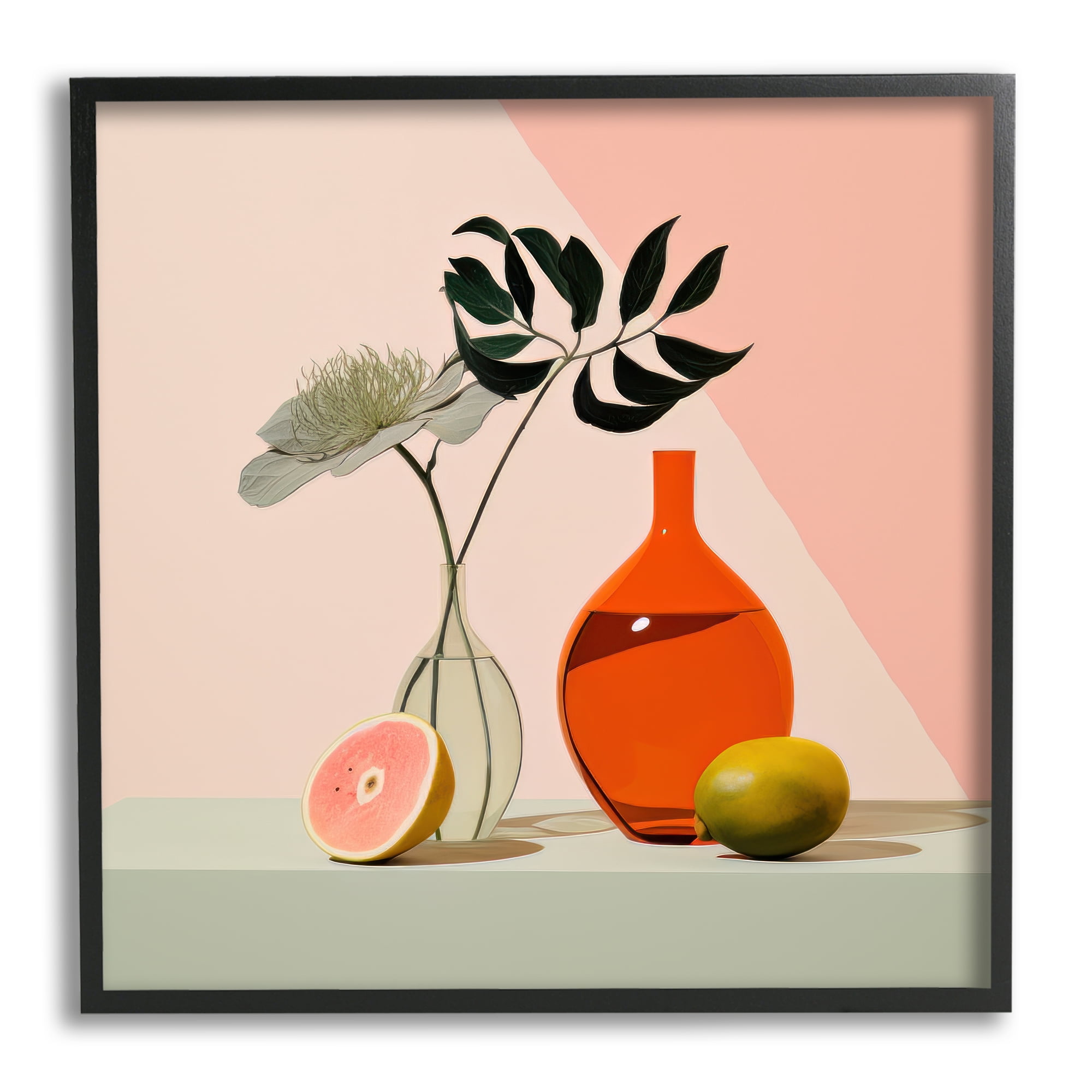 Stupell Industries Pastel Blocked Still Life Botanical & Floral Painting Black Framed Art Print Wall Art, 12 x 12