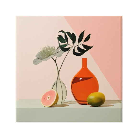 Stupell Industries Pastel Blocked Still Life Botanical & Floral Painting Gallery Wrapped Canvas Art Print Wall Art, 17 x 17