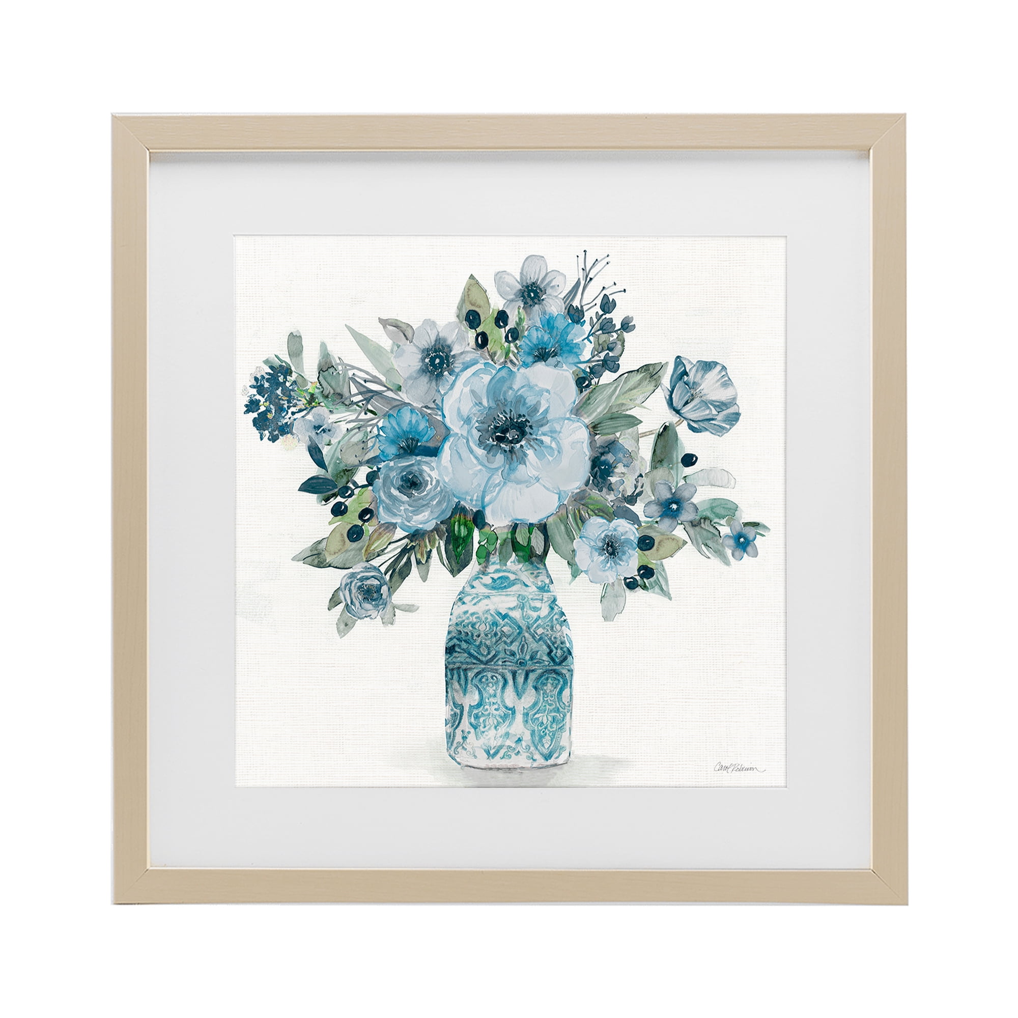 Stupell Industries Pastel Blue Botanical Bouquet Birch Framed Print Under Glass, design by Carol Robinson