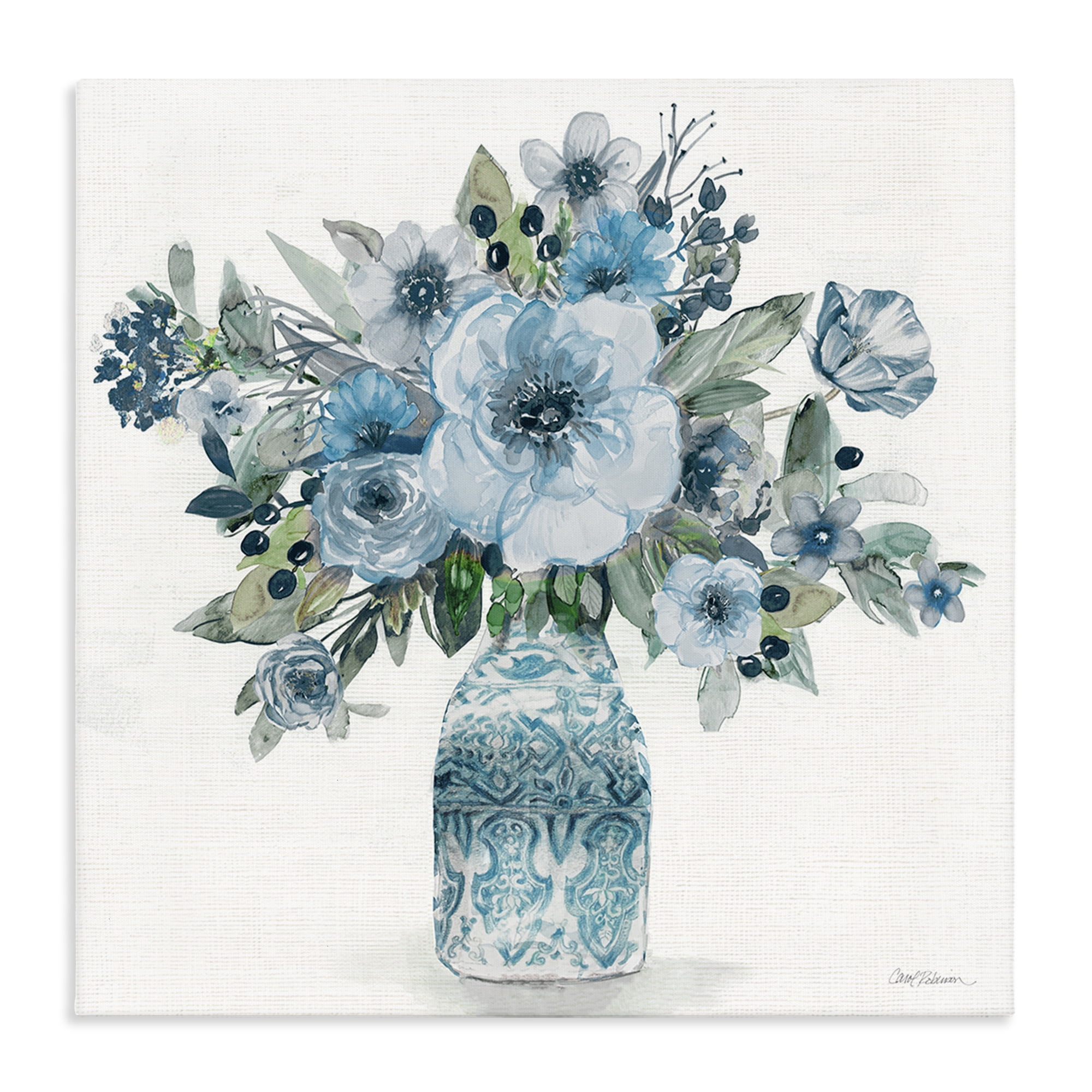 Stupell Industries Pastel Blue Botanical Bouquet Canvas Wall Art, design by Carol Robinson
