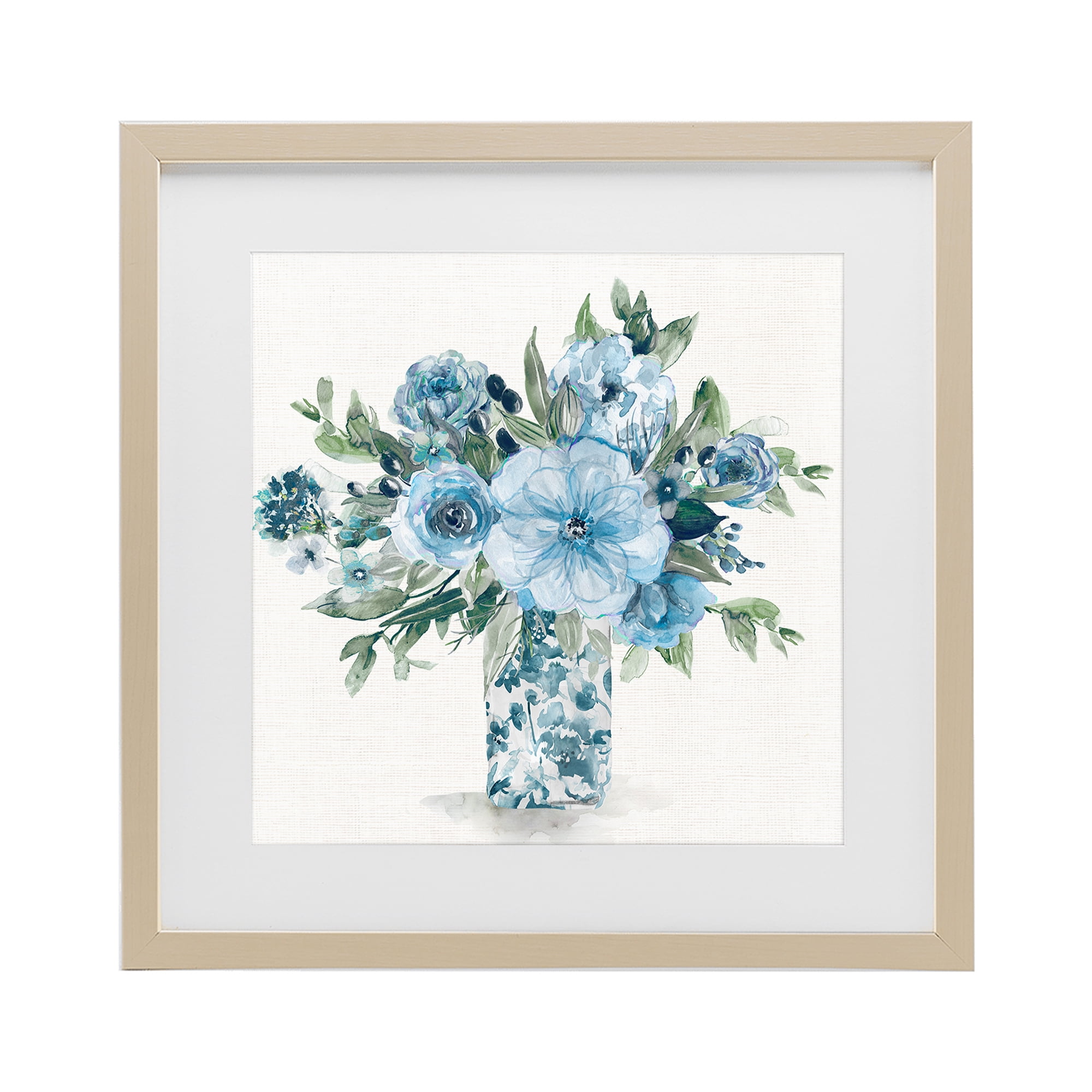 Stupell Industries Pastel Blue Bouquet Foliage Birch Framed Print Under Glass, design by Carol Robinson