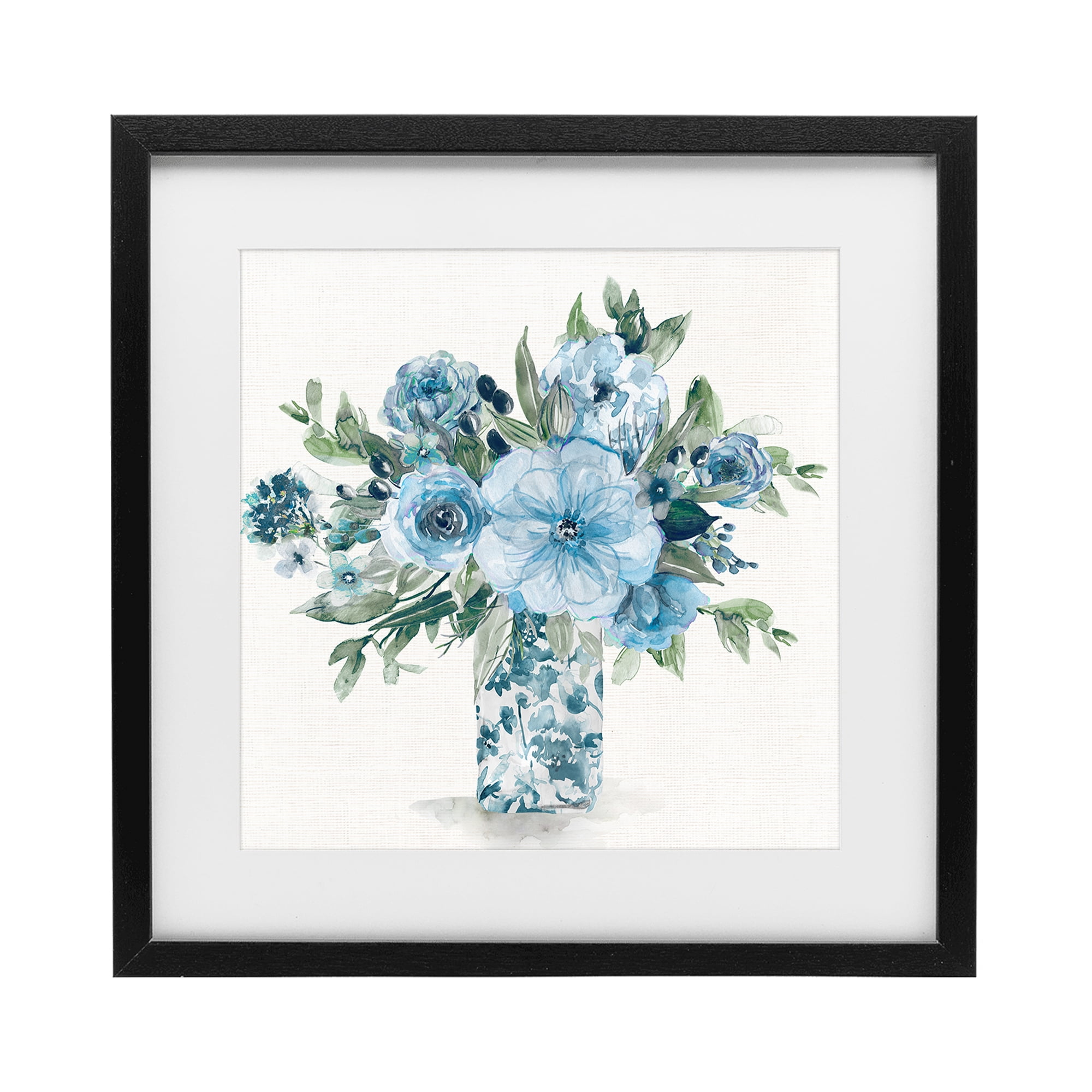 Stupell Industries Pastel Blue Bouquet Foliage Black Framed Print Under Glass, design by Carol Robinson