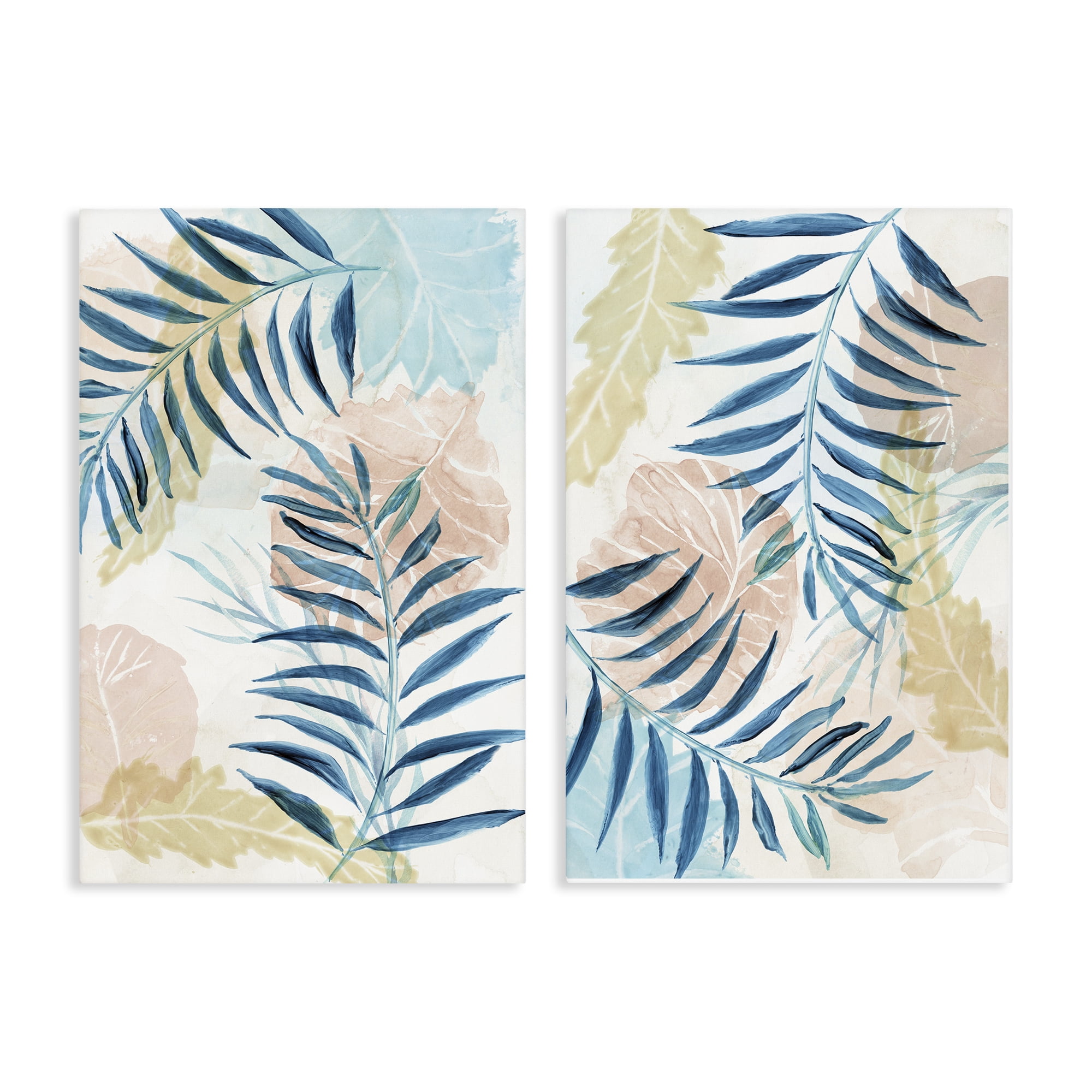 Stupell Industries Pastel & Blue Palm Fronds 2 Piece Canvas Wall Art Set, design by Nan