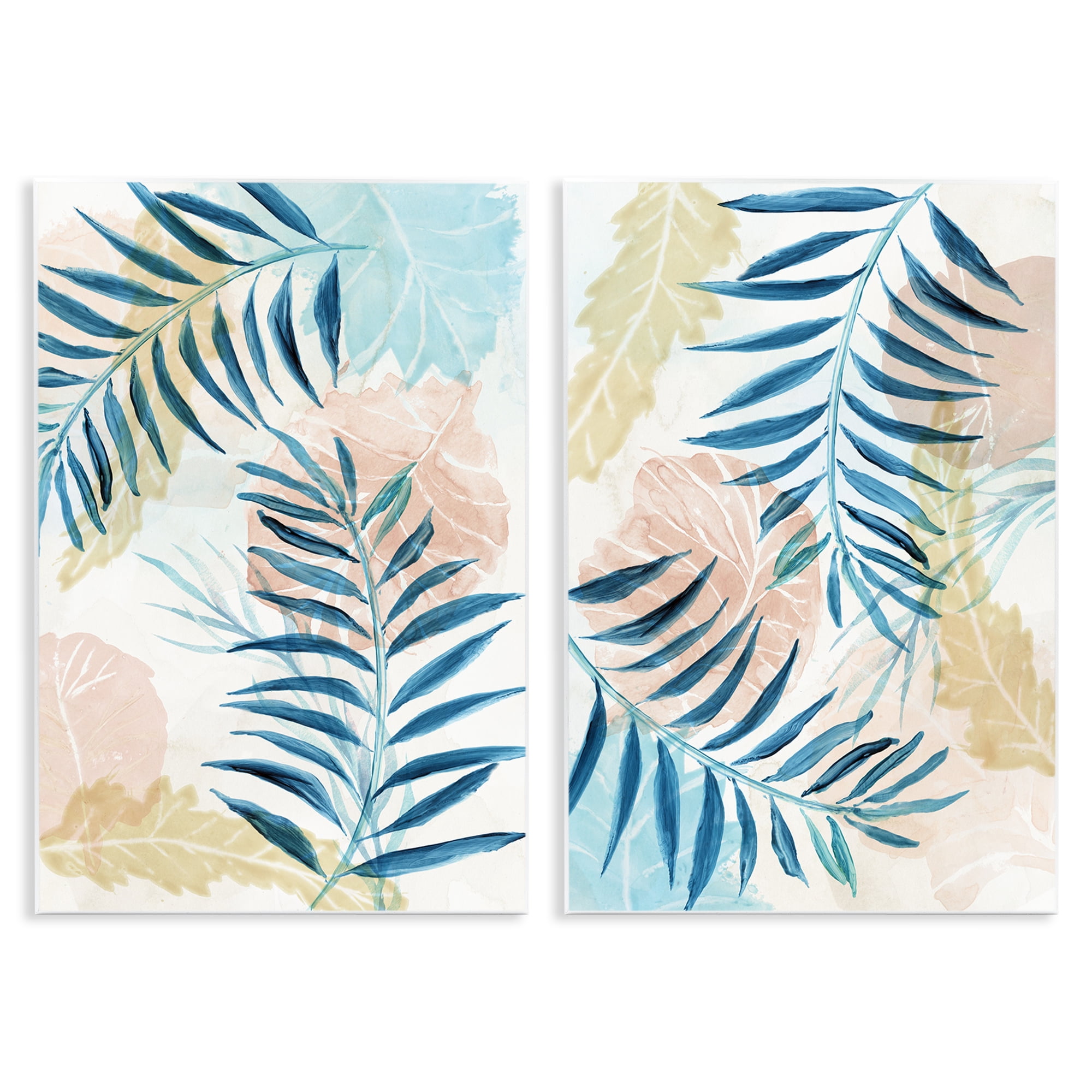 Stupell Industries Pastel & Blue Palm Fronds 2 Piece Wall Plaque Art Set, design by Nan