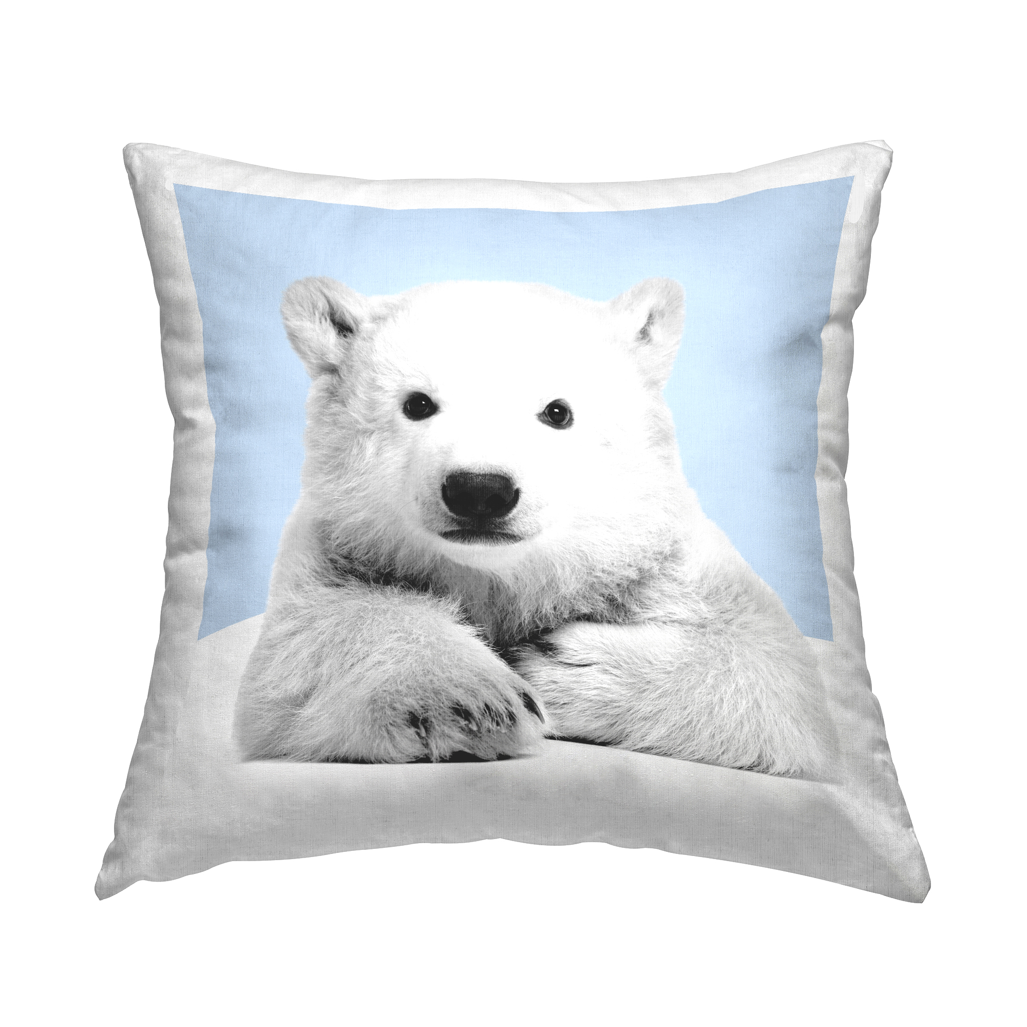 Stupell Industries Pastel Blue Polar Bear Square Decorative Printed Throw Pillow Design By Emma P, 18 x 18