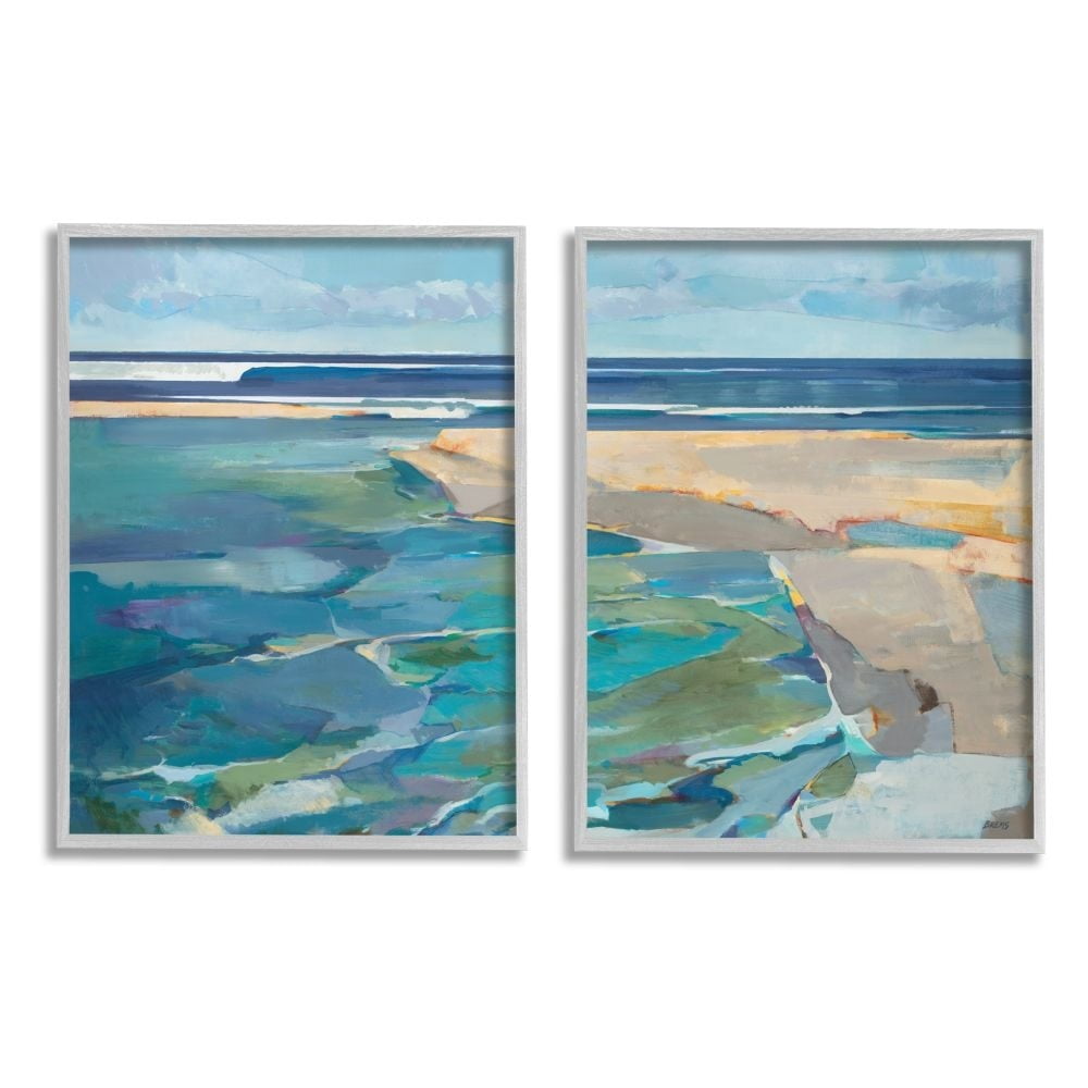 Stupell Industries Pastel Blue Seascape with Rocky Coast Painting Designed by Third and Wall