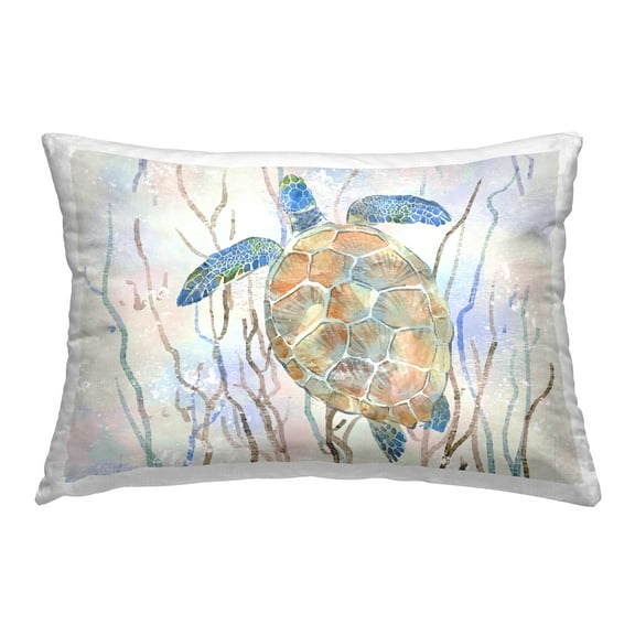 Stupell Industries Pastel Blue Turtle Decorative Printed Throw Pillow, 14 x 20