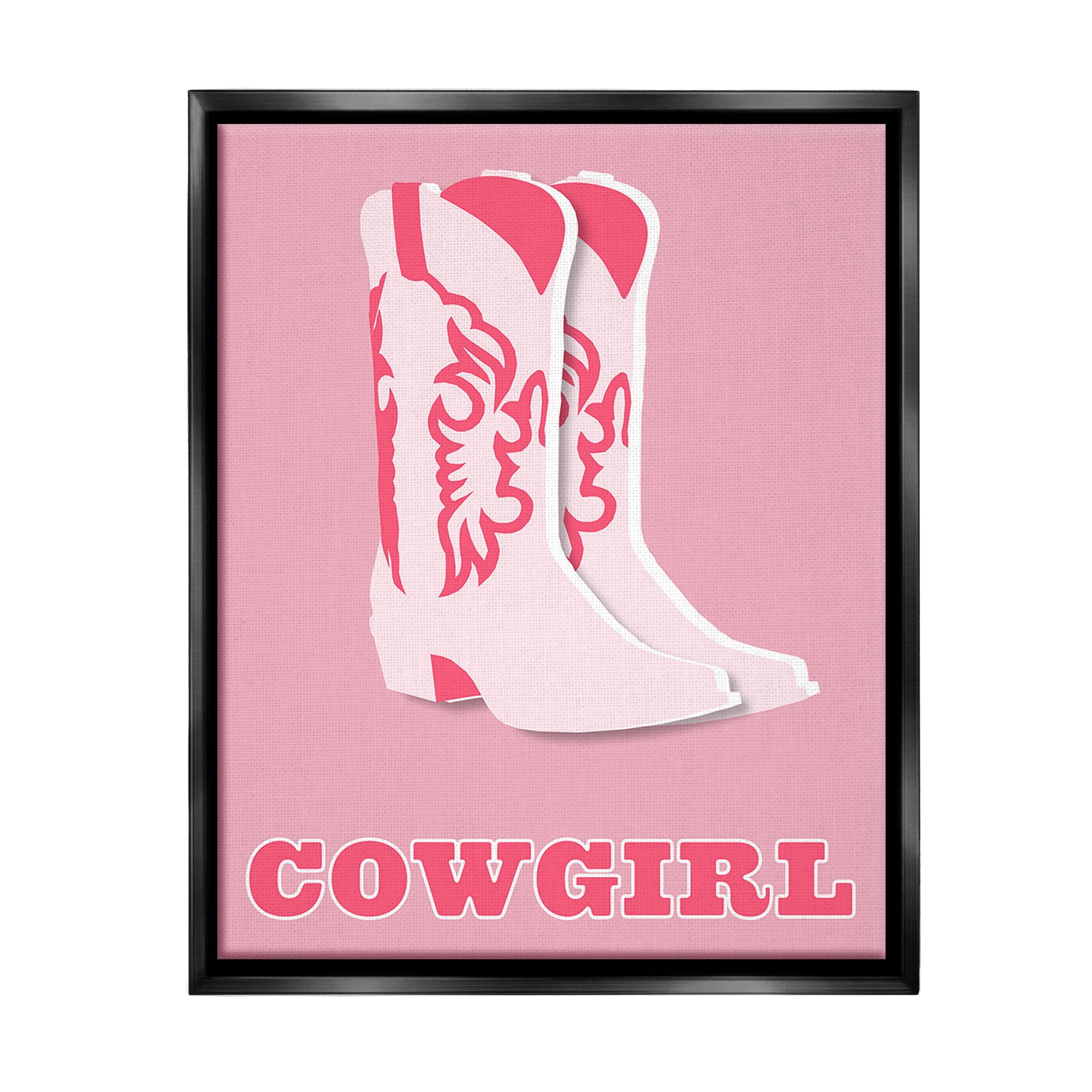 Stupell Industries Pastel Blush Cowgirl Boots Beauty & Fashion Painting Black Floater Framed Canvas Art Print Wall Art, 25 x 31