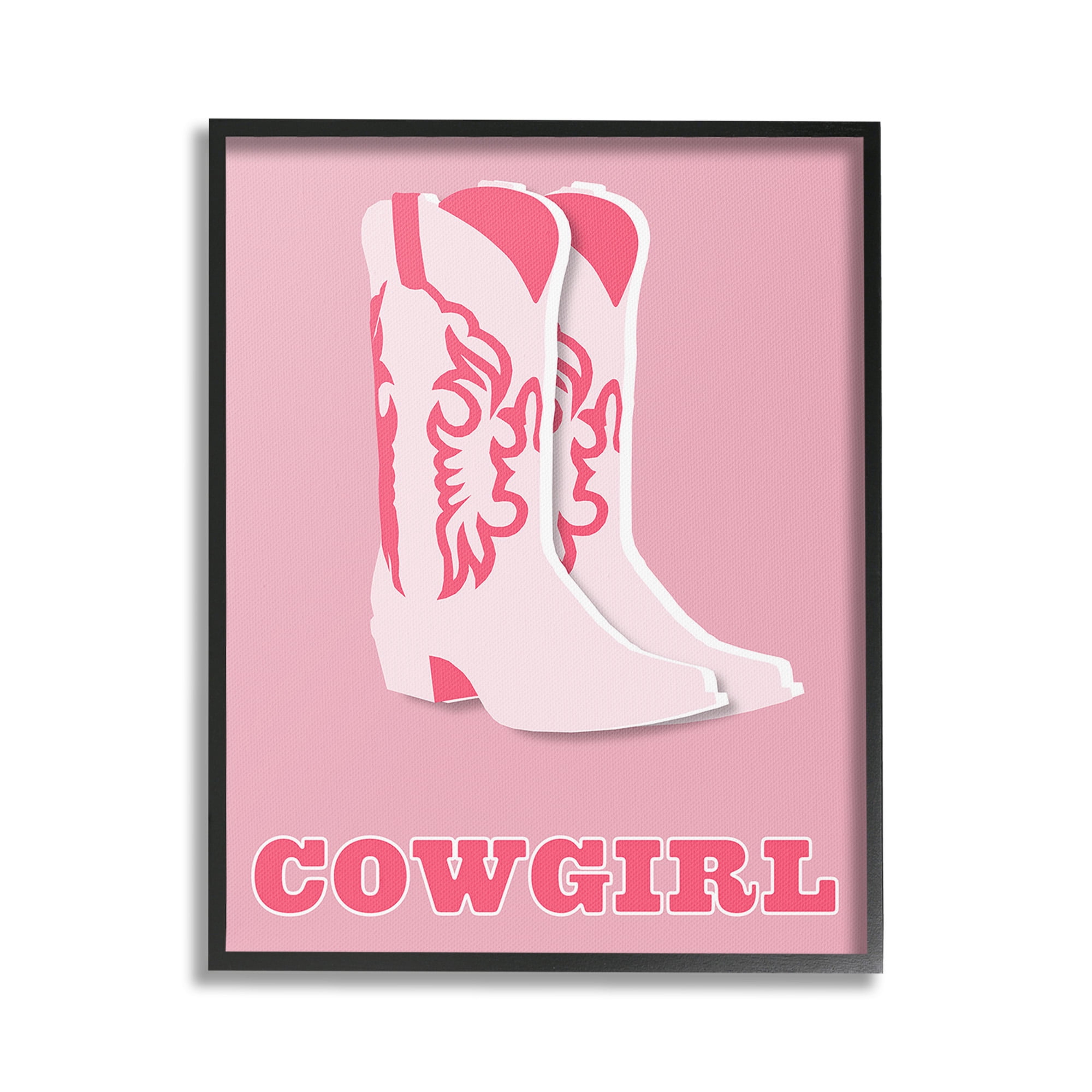 Stupell Industries Pastel Blush Cowgirl Boots Beauty & Fashion Painting Black Framed Art Print Wall Art, 16 x 20