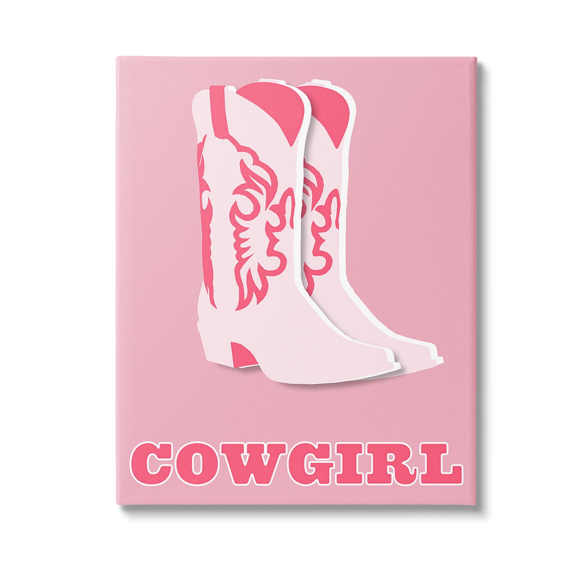 Stupell Industries Pastel Blush Cowgirl Boots Beauty & Fashion Painting Gallery Wrapped Canvas Art Print Wall Art, 30 x 40