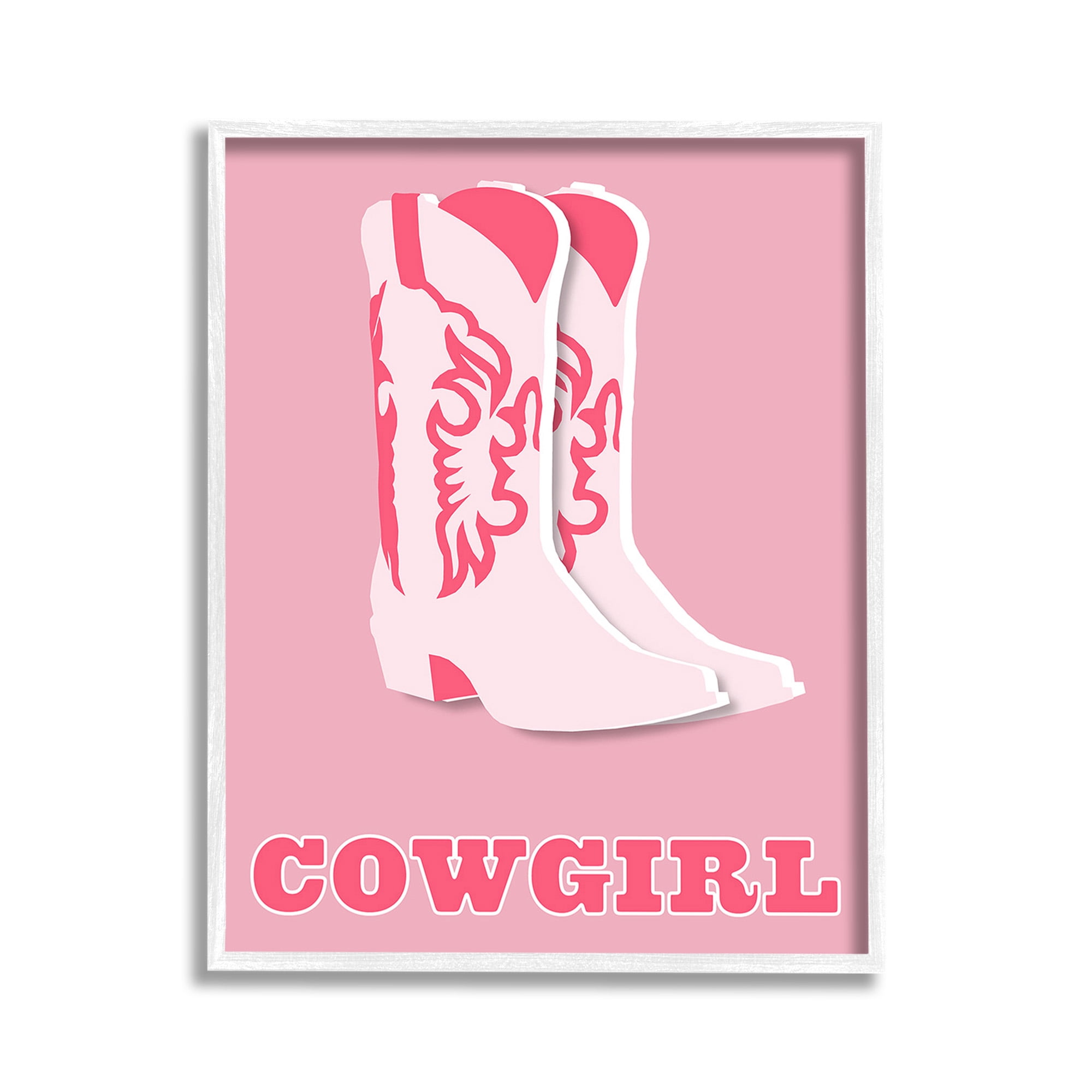 Stupell Industries Pastel Blush Cowgirl Boots Beauty & Fashion Painting White Framed Art Print Wall Art, 11 x 14